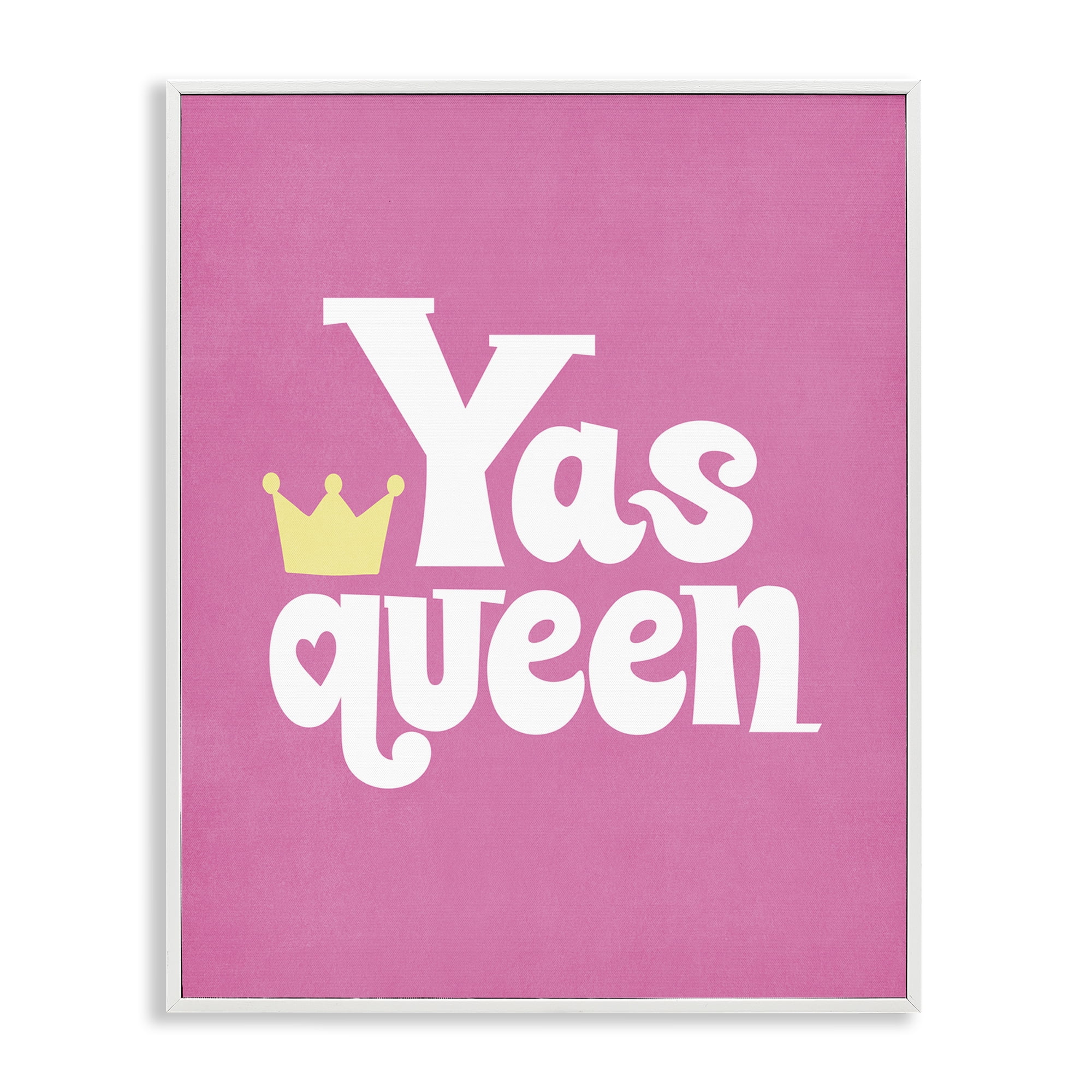 Stupell Industries Yas Queen with Crown Text & Numbers Painting White Framed Art Print Wall Art, 11 x 14