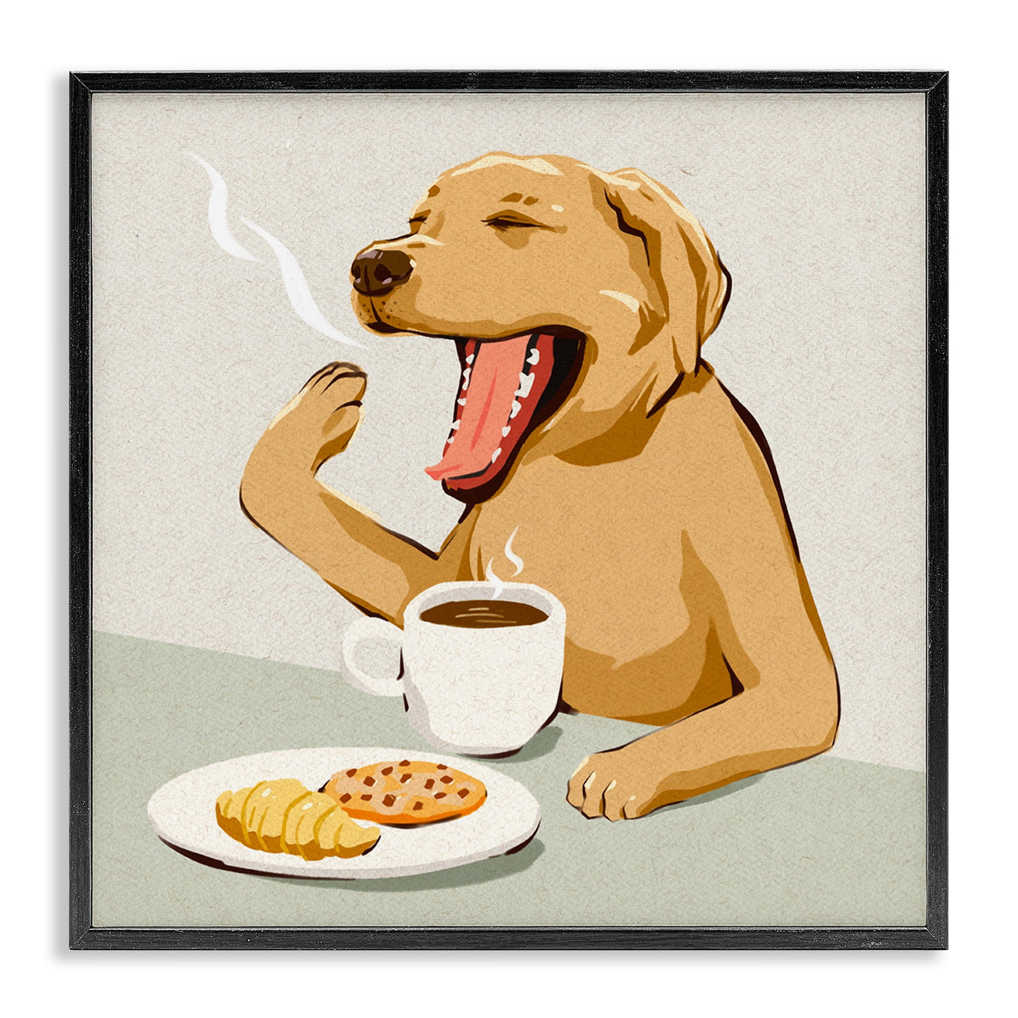 Stupell Industries Yawning Dog Morning Coffee Black Framed Giclee Art, design by Ziwei Li