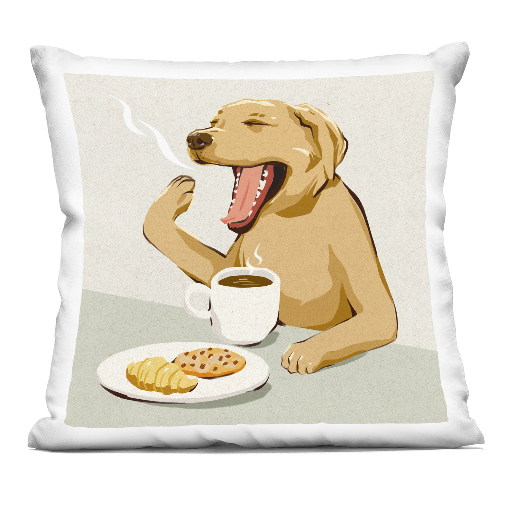 Stupell Industries Yawning Dog Morning Coffee Decorative Printed Throw Pillow, design by Ziwei Li, 18 x 7 x 18