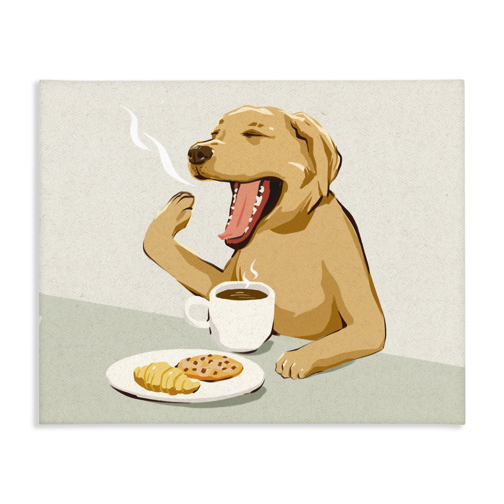 Stupell Industries Yawning Dog with Morning Coffee Canvas Wall Art, design by Ziwei Li