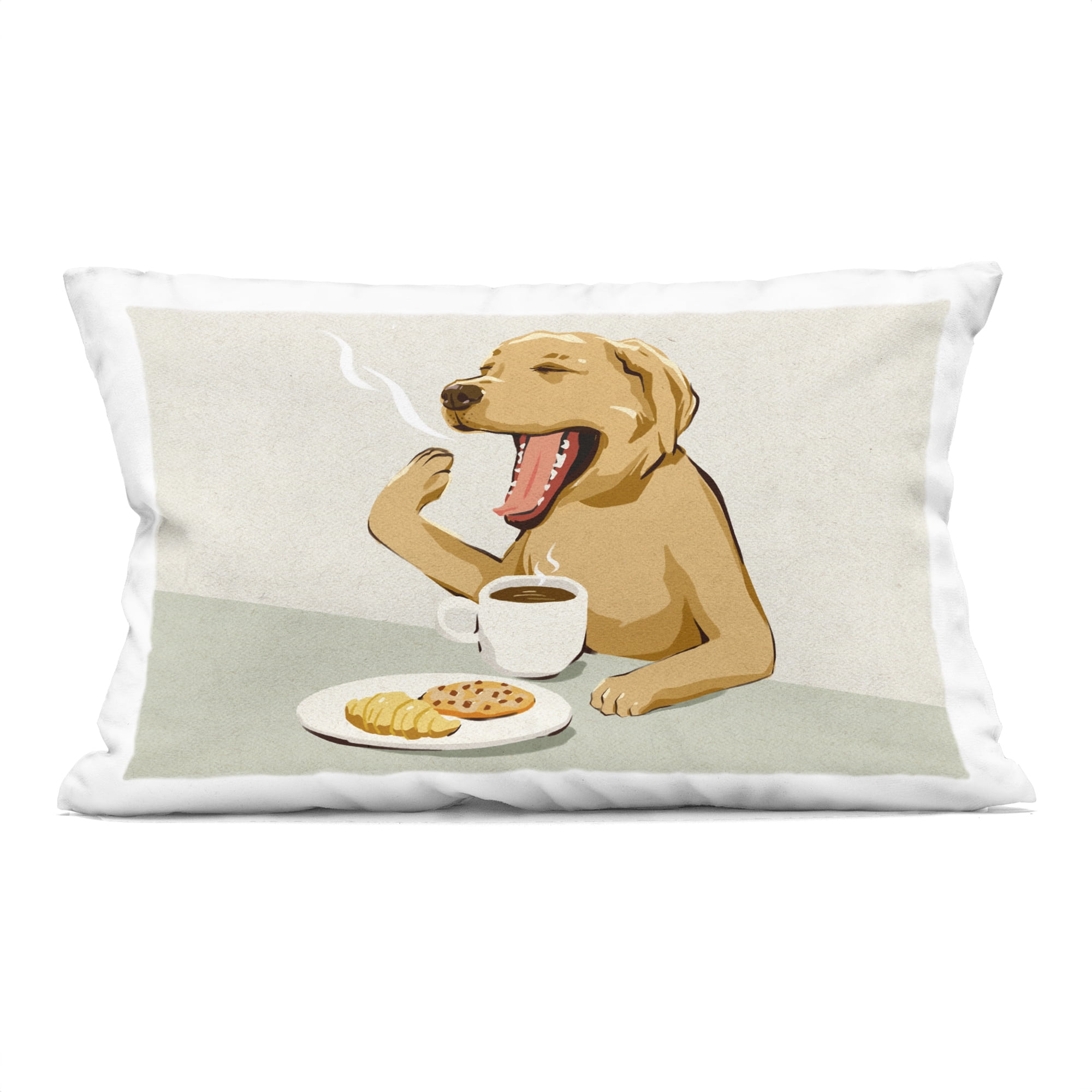 Stupell Industries Yawning Dog with Morning Coffee Decorative Printed Throw Pillow, design by Ziwei Li, 14 x 7 x 20