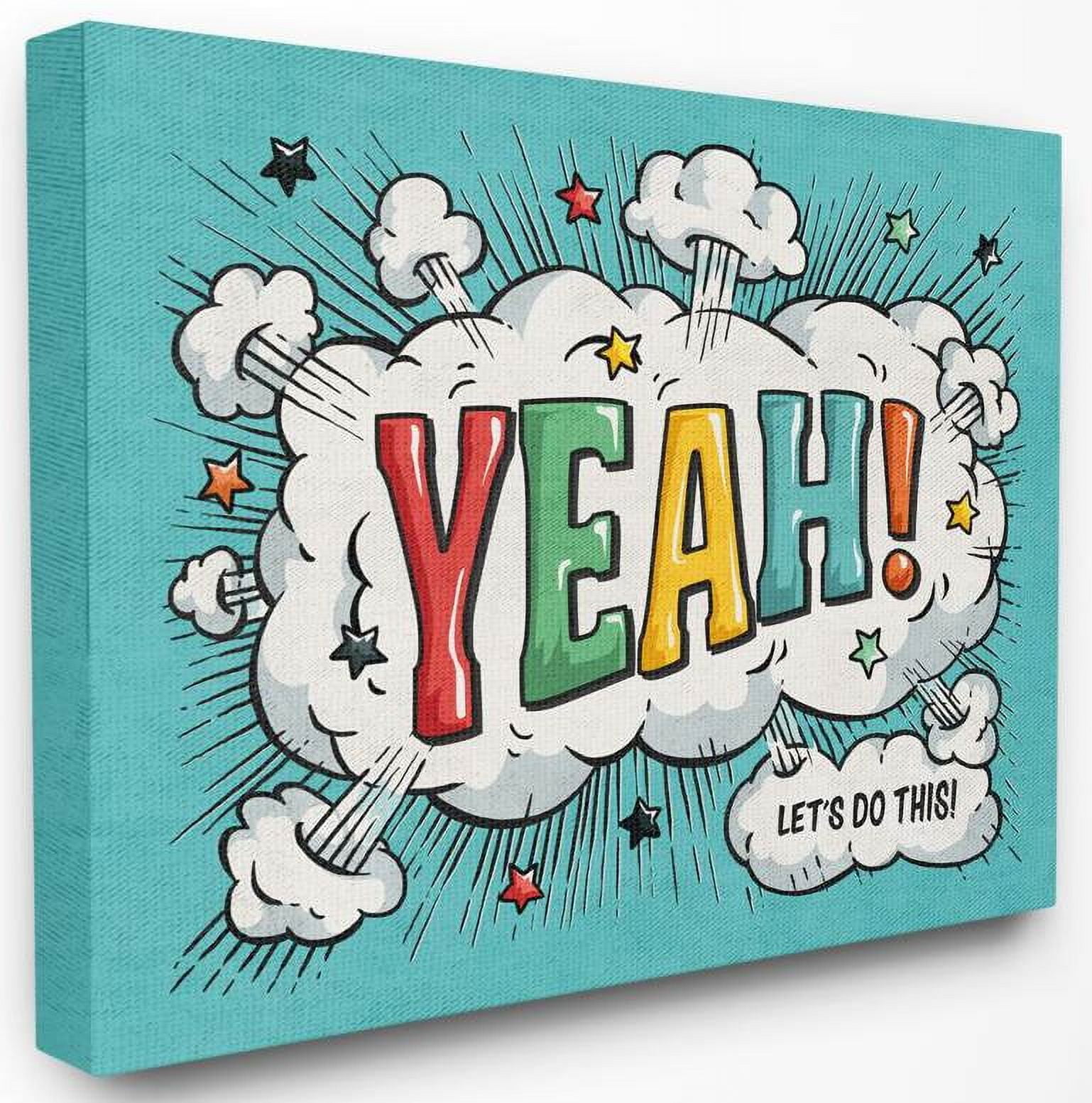 Stupell Industries Yeah! Vintage Comic Book Word Design Canvas Wall Art by Ester Kay