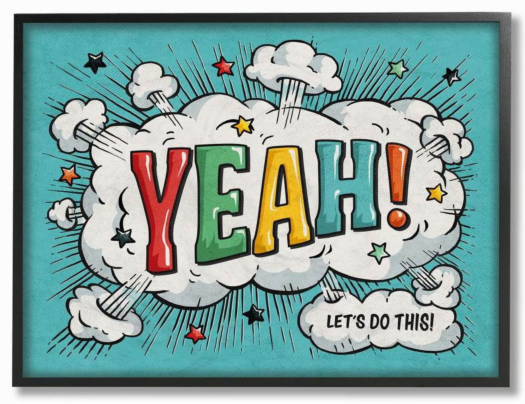 Stupell Industries Yeah! Vintage Comic Book Word Design Framed Wall Art by Ester Kay