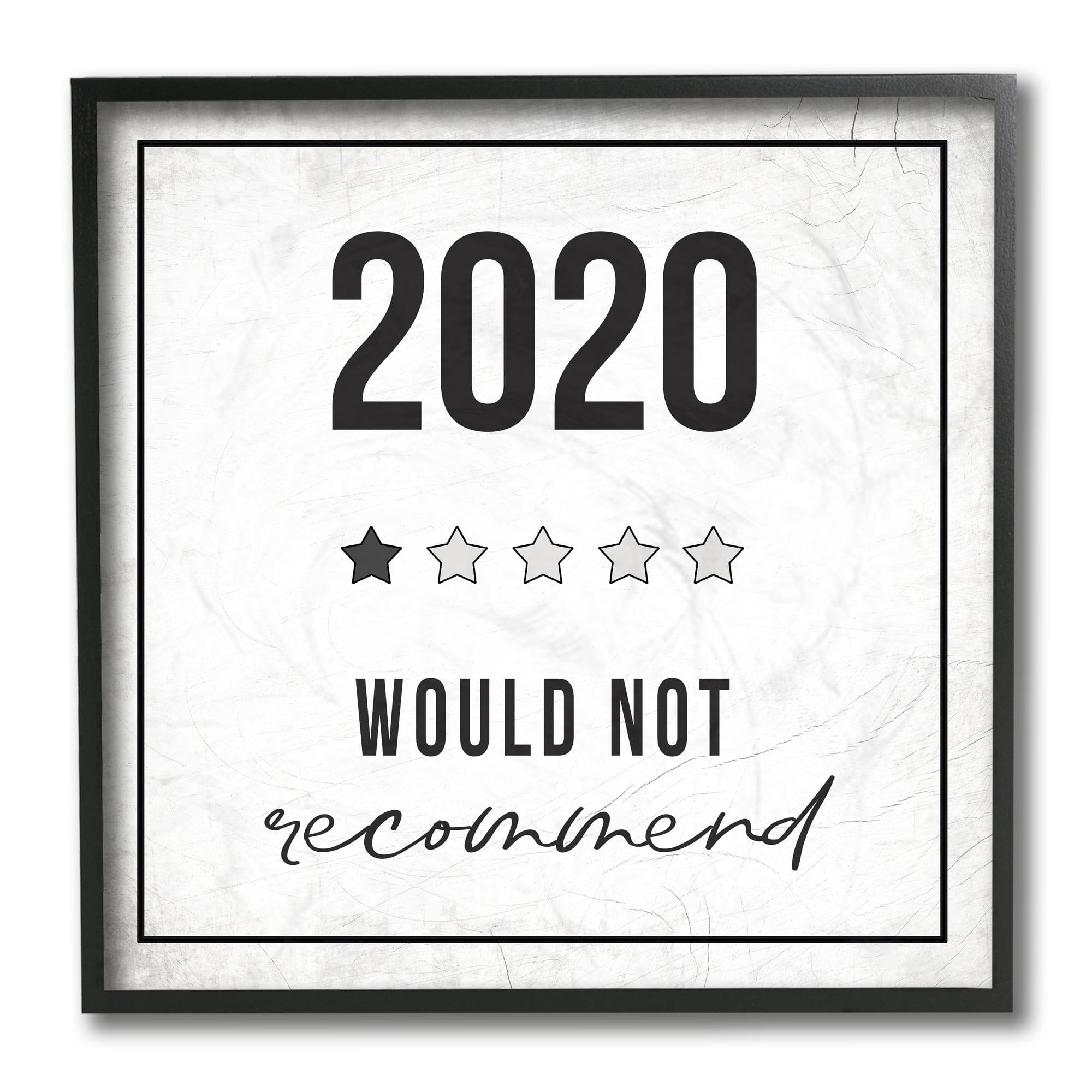 Stupell Industries Year 2020 Start Rating Pop Culture Humor Typography Painting Black Framed Art Print Wall Art, 12 x 12