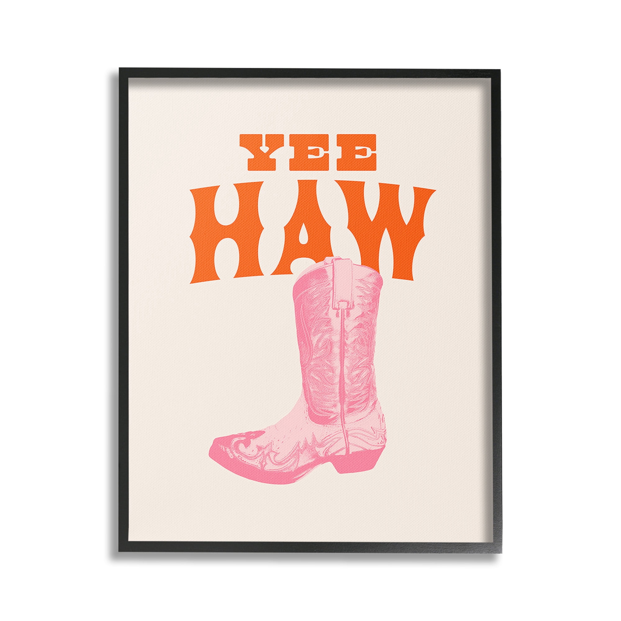 Stupell Industries Yee Haw Cowboy Boot Typography Painting Black Framed Art Print Wall Art, 24 x 30