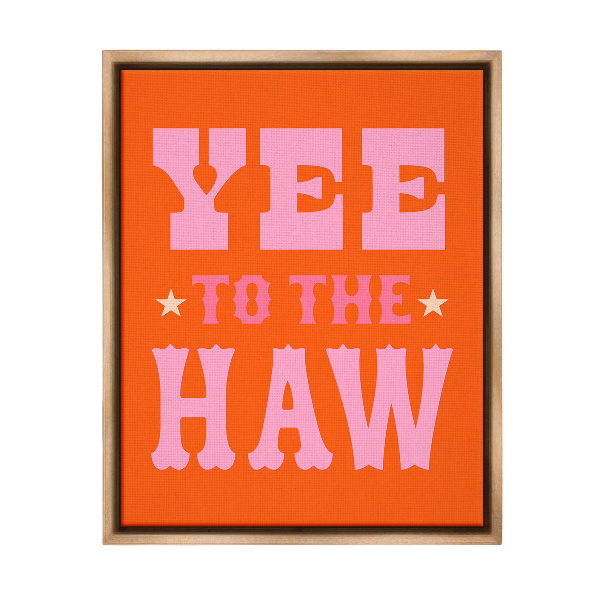 Stupell Industries Yee To The Haw Phrase Typography Painting Brown Floater Framed Canvas Art Print Wall Art, 17 x 21