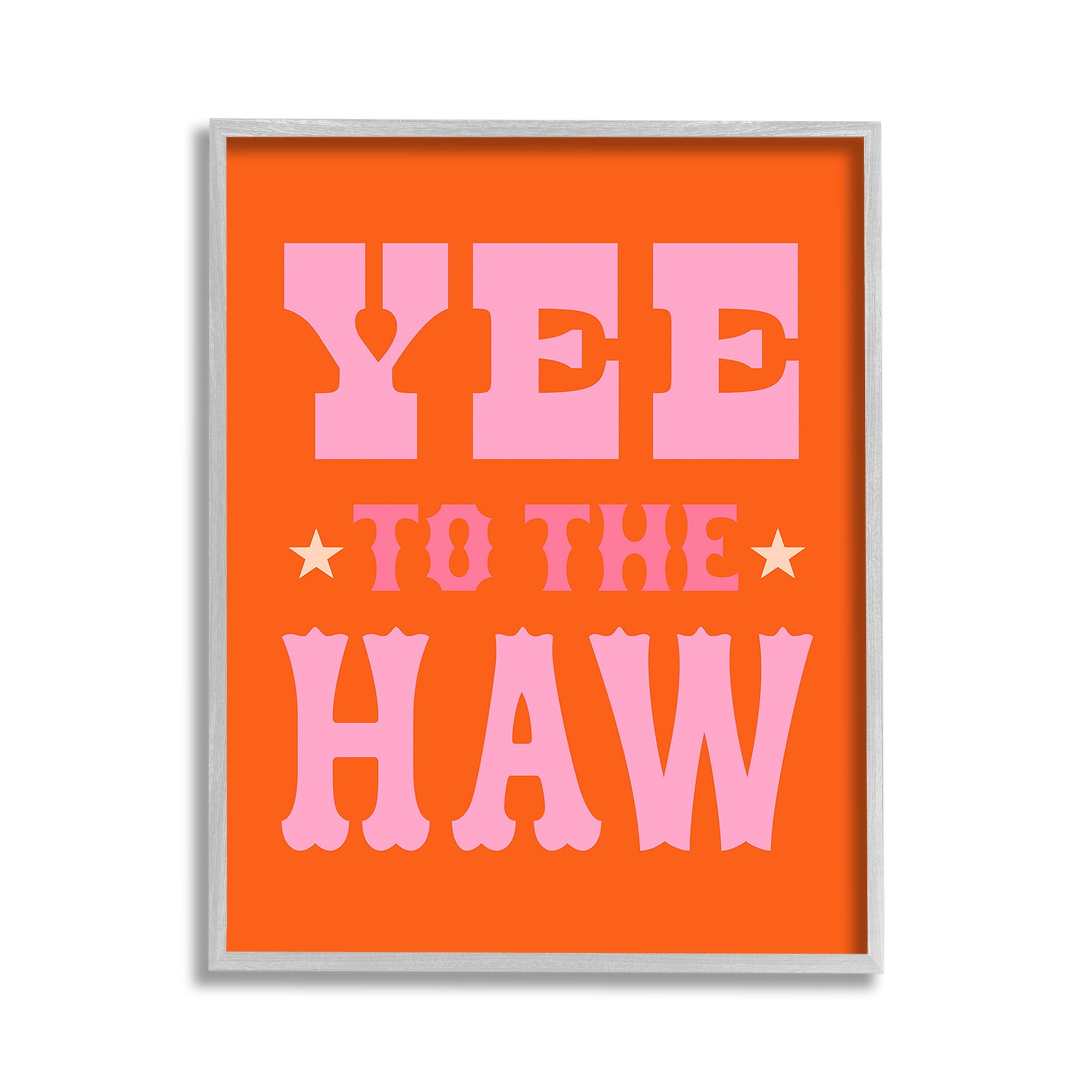 Stupell Industries Yee To The Haw Phrase Typography Painting Gray Framed Art Print Wall Art, 11 x 14