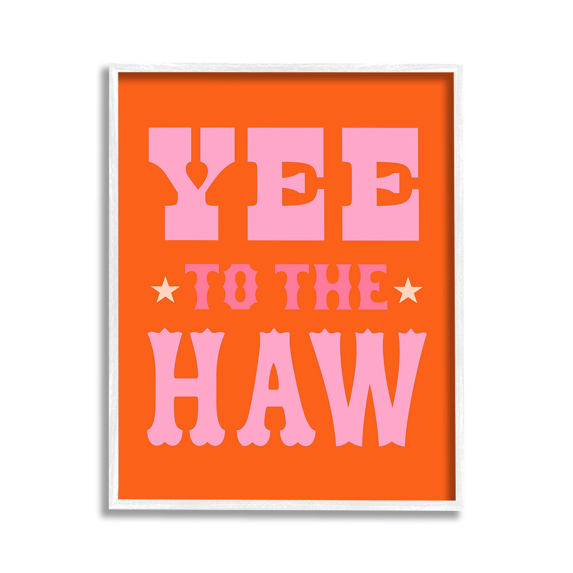 Stupell Industries Yee To The Haw Phrase Typography Painting White Framed Art Print Wall Art, 11 x 14