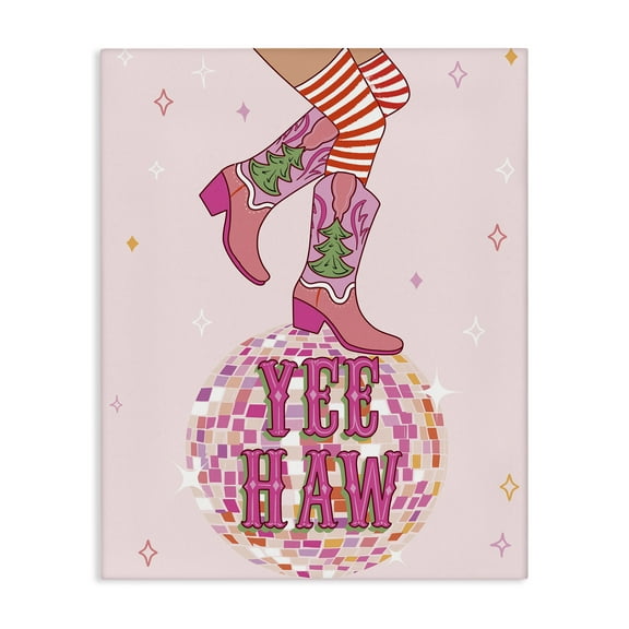 Stupell Industries Yeehaw Christmas Cowboy Holiday Painting Gallery Wrapped Canvas Art Prints Wall Art, 16 x 20