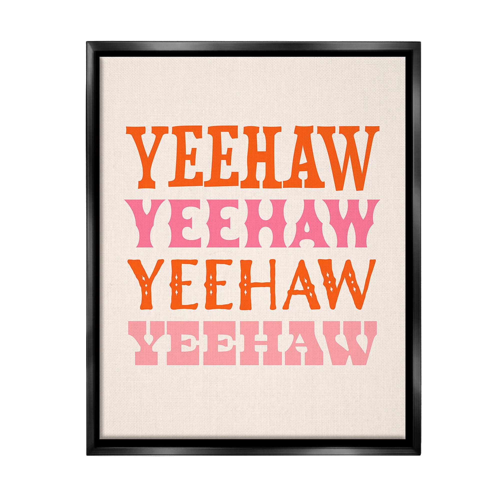 Stupell Industries Yeehaw Country Typography Typography Painting Black Floater Framed Canvas Art Print Wall Art, 17 x 21