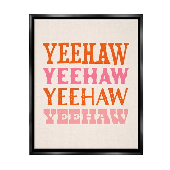 Stupell Industries Yeehaw Country Typography Typography Painting Black Floater Framed Canvas Art Print Wall Art, 17 x 21