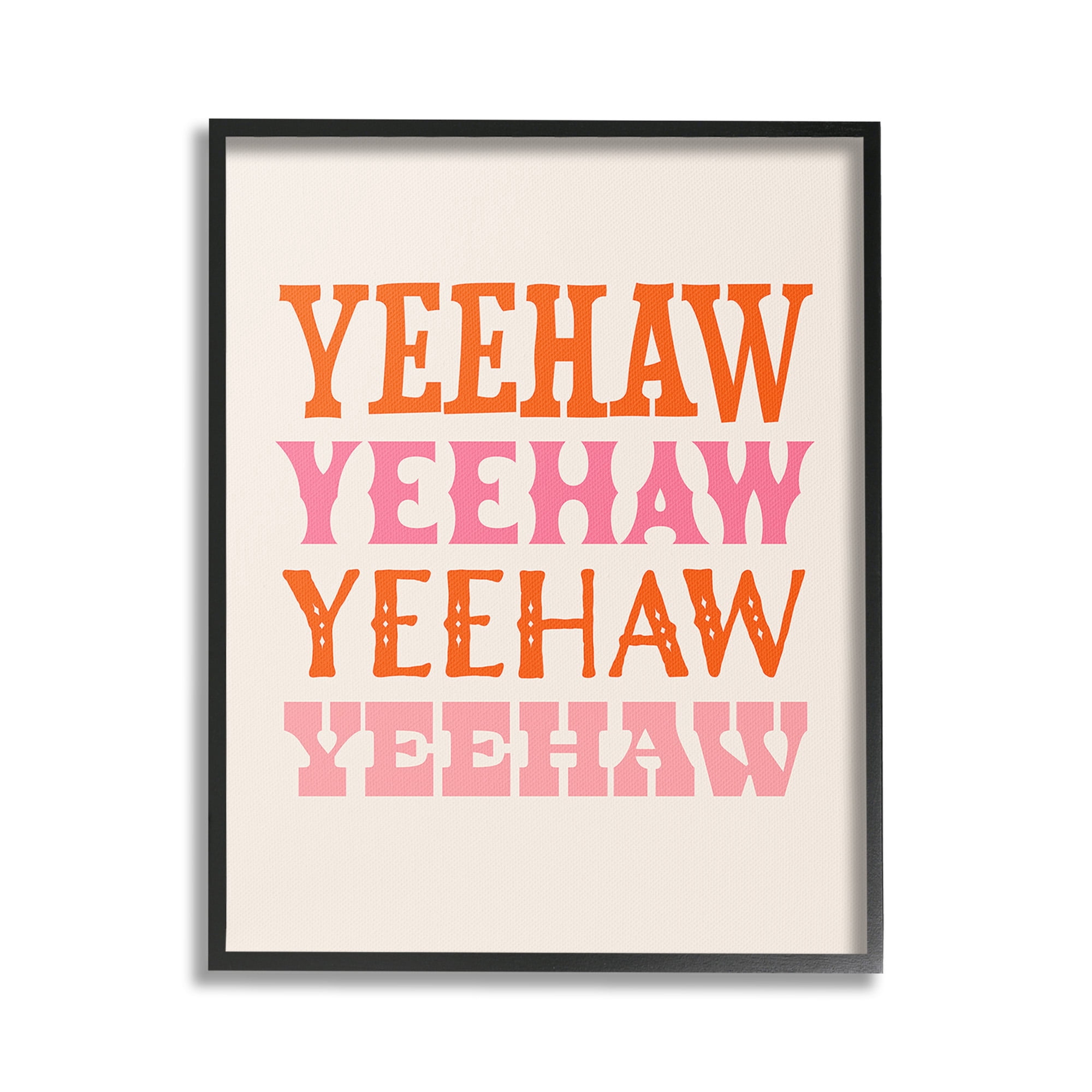Stupell Industries Yeehaw Country Typography Typography Painting Black Framed Art Print Wall Art, 16 x 20