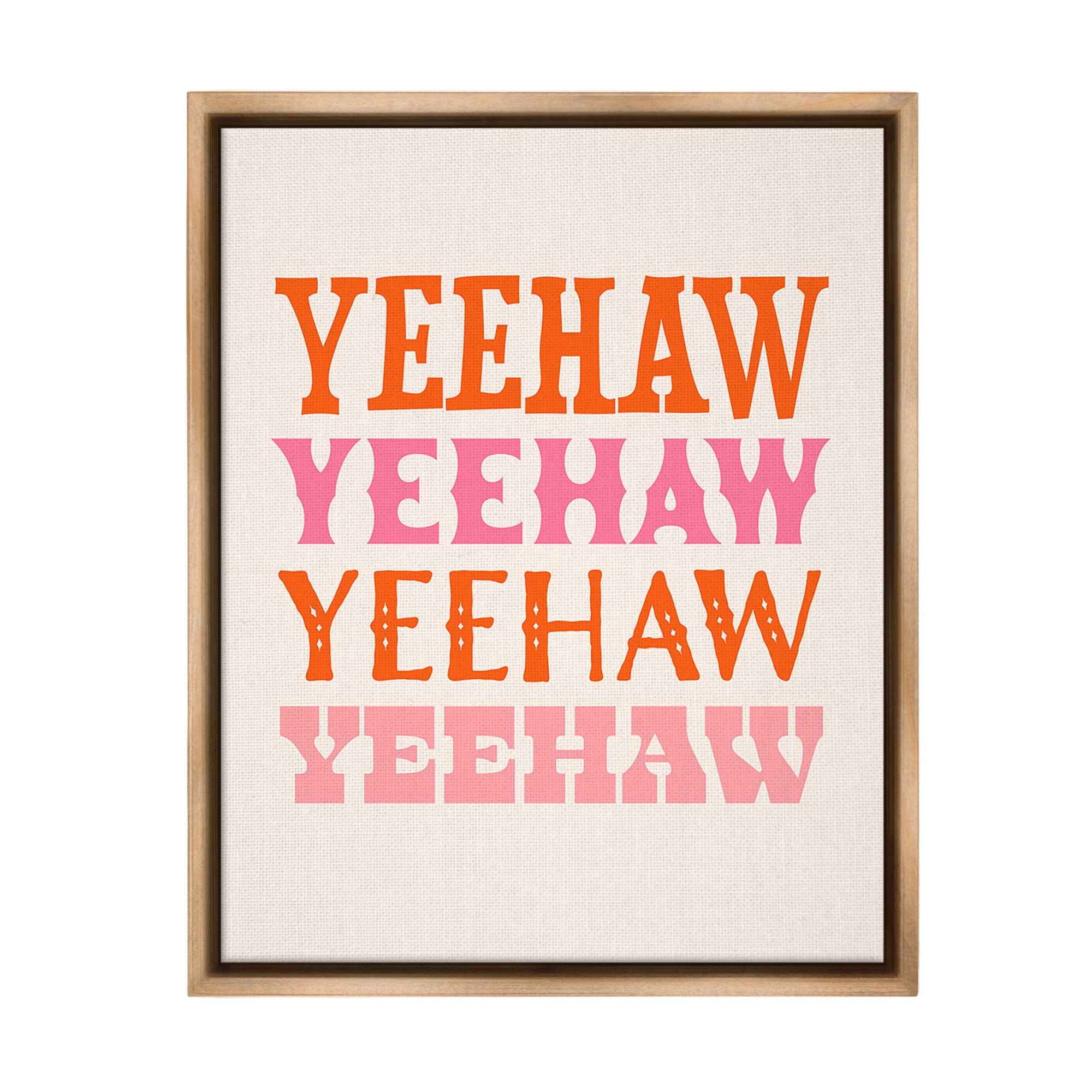 Stupell Industries Yeehaw Country Typography Typography Painting Brown Floater Framed Canvas Art Print Wall Art, 17 x 21
