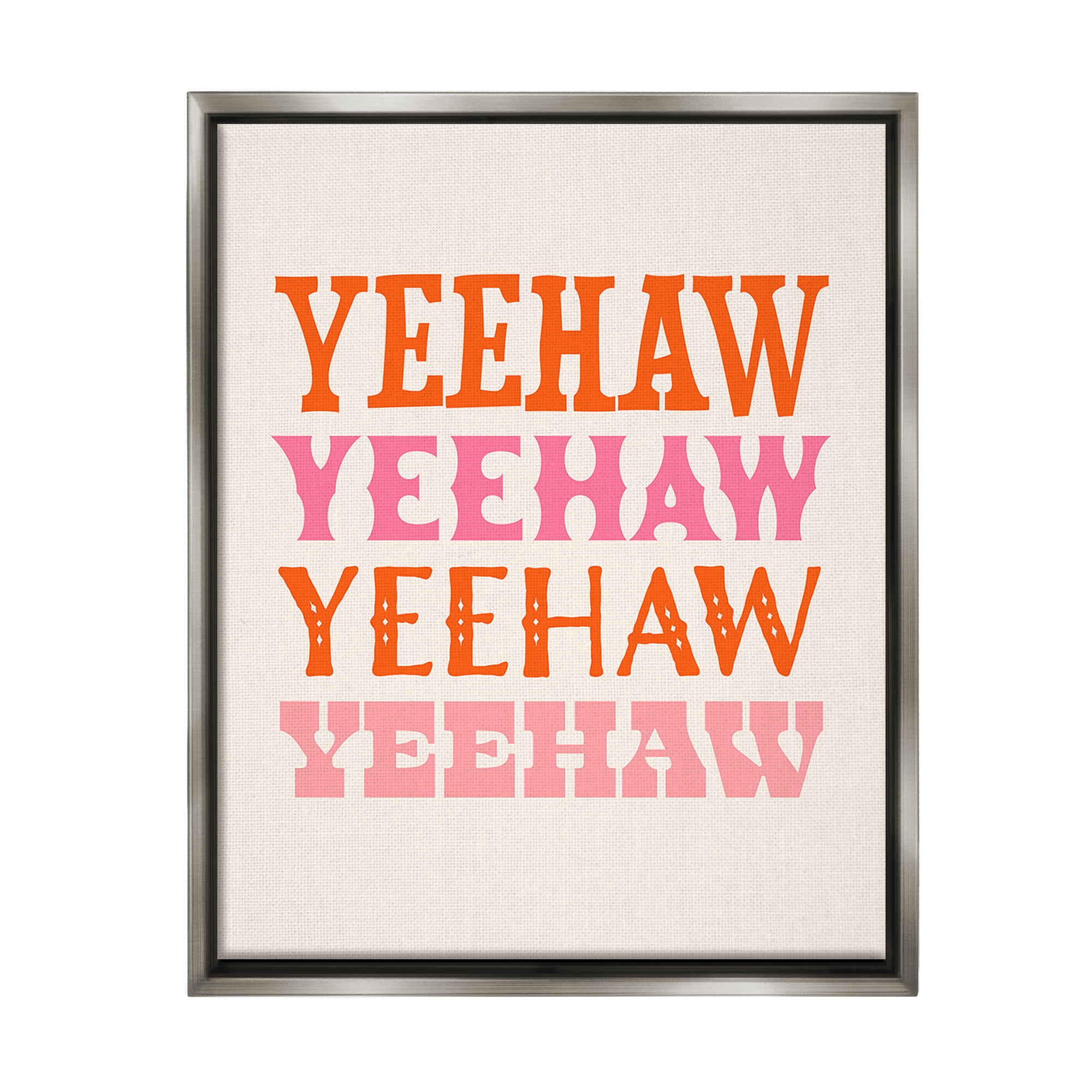 Stupell Industries Yeehaw Country Typography Typography Painting Gray Floater Framed Canvas Art Print Wall Art, 17 x 21