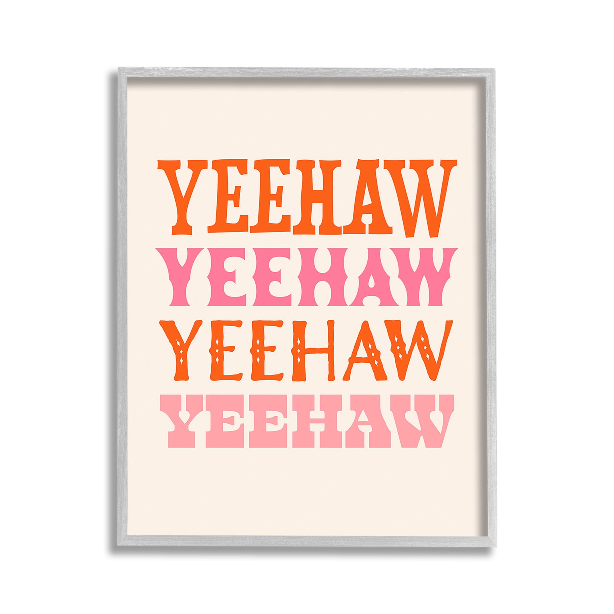 Stupell Industries Yeehaw Country Typography Typography Painting Gray Framed Art Print Wall Art, 11 x 14