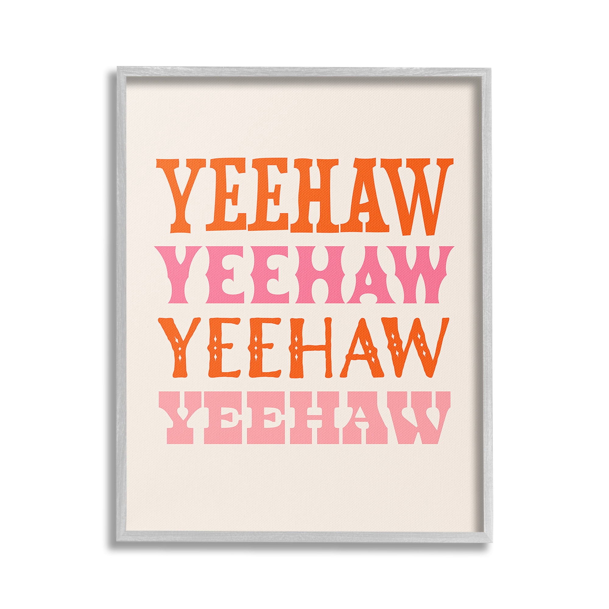 Stupell Industries Yeehaw Country Typography Typography Painting Gray Framed Art Print Wall Art, 16 x 20