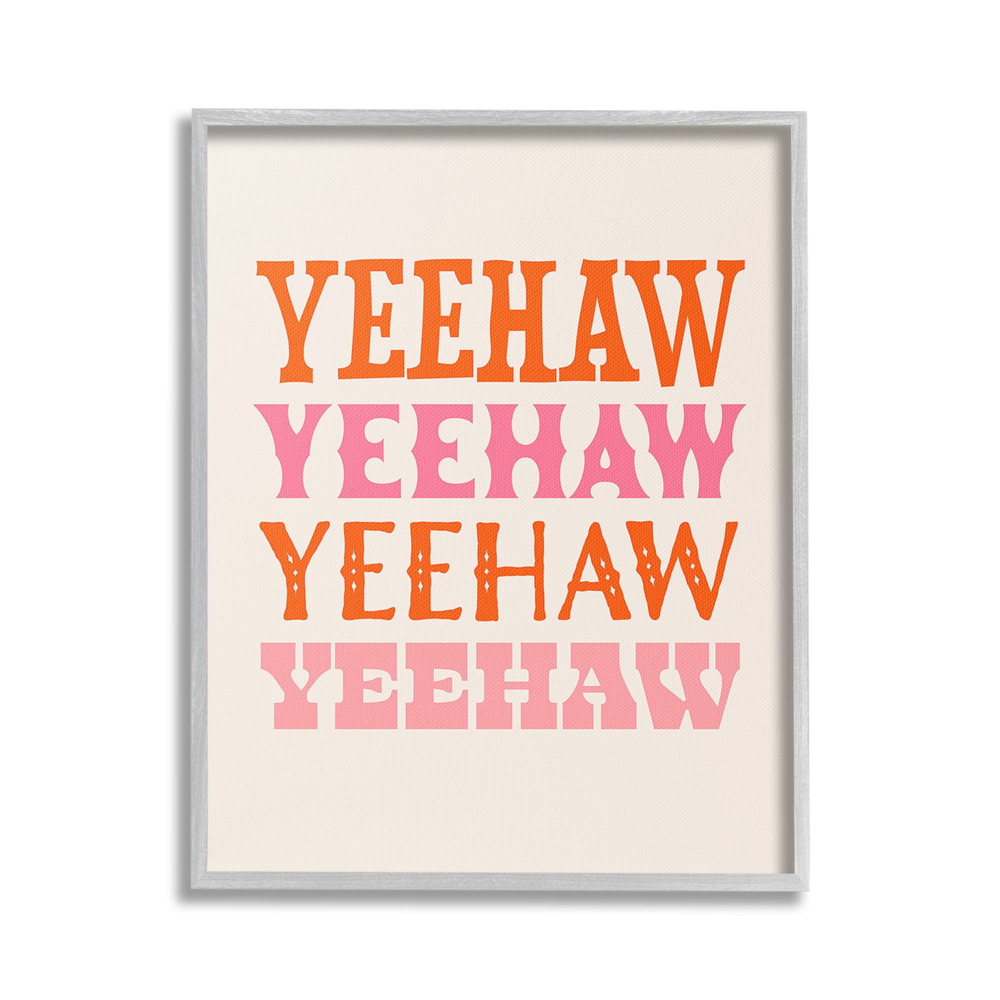Stupell Industries Yeehaw Country Typography Typography Painting Gray Framed Art Print Wall Art, 24 x 30