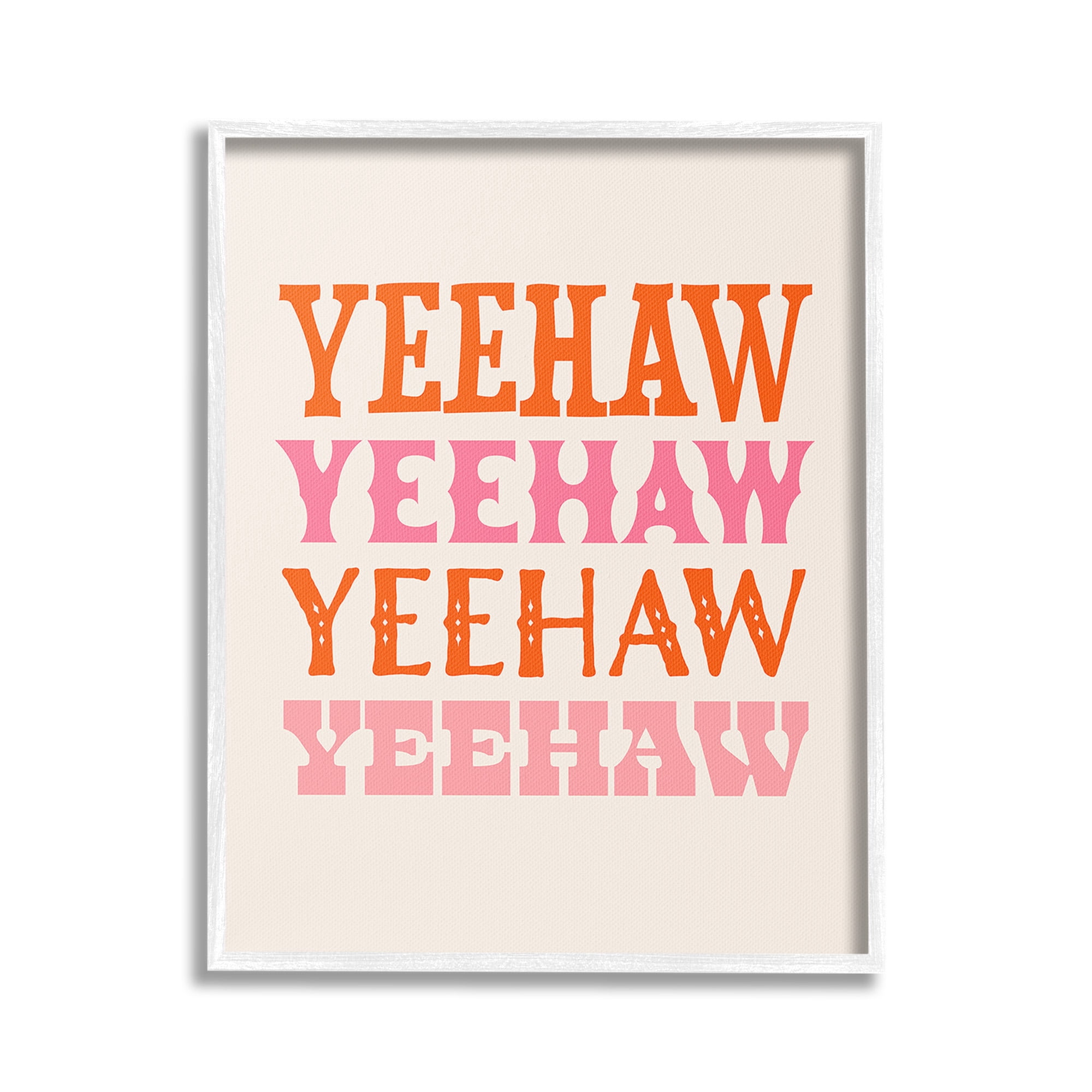 Stupell Industries Yeehaw Country Typography Typography Painting White Framed Art Print Wall Art, 16 x 20