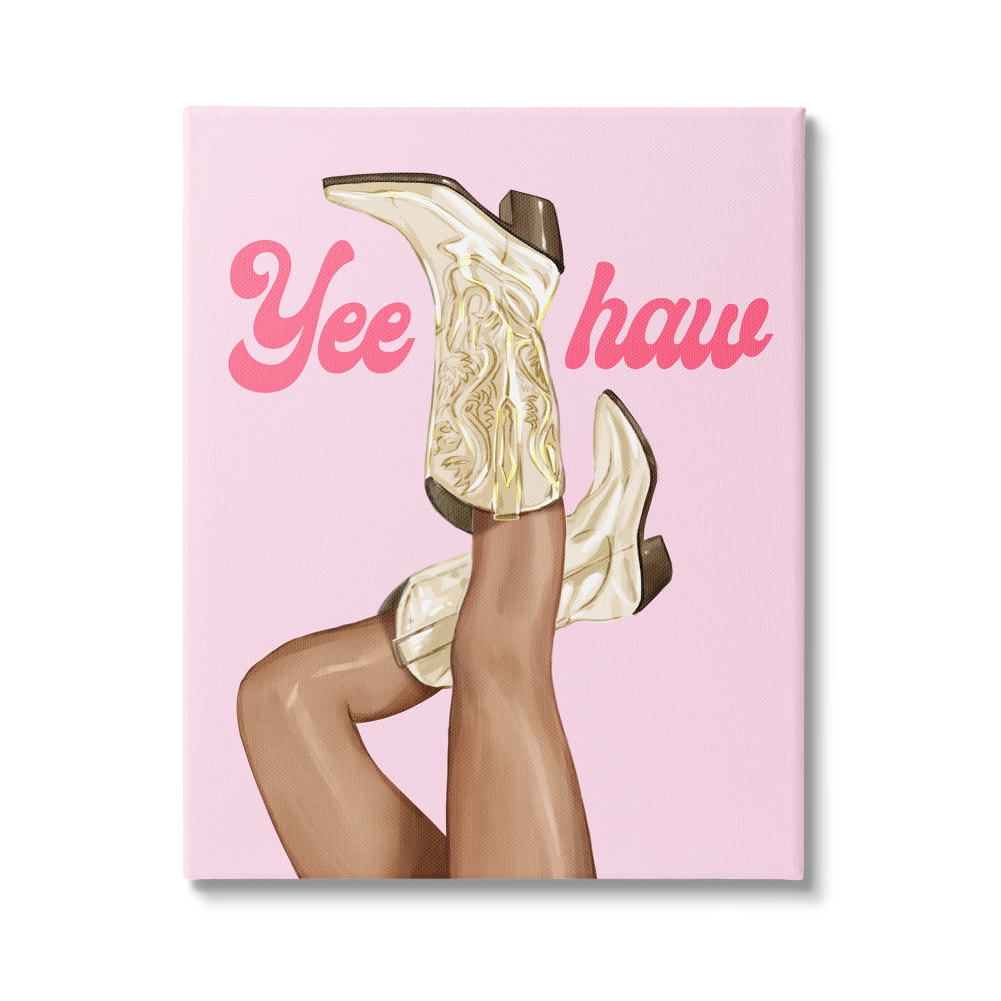 Stupell Industries Yeehaw Cowgirl Boots Typography Painting Gallery Wrapped Canvas Art Print Wall Art, 24 x 30