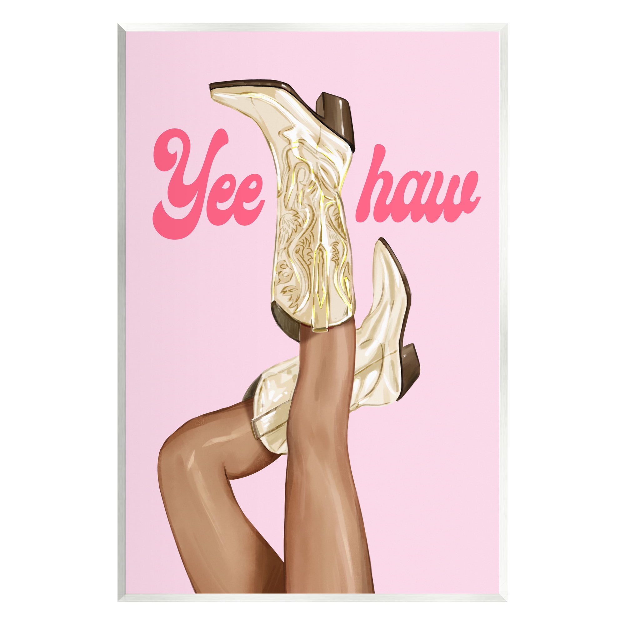Stupell Industries Yeehaw Cowgirl Boots Typography Painting Unframed Art Print Wall Art, 13 x 19