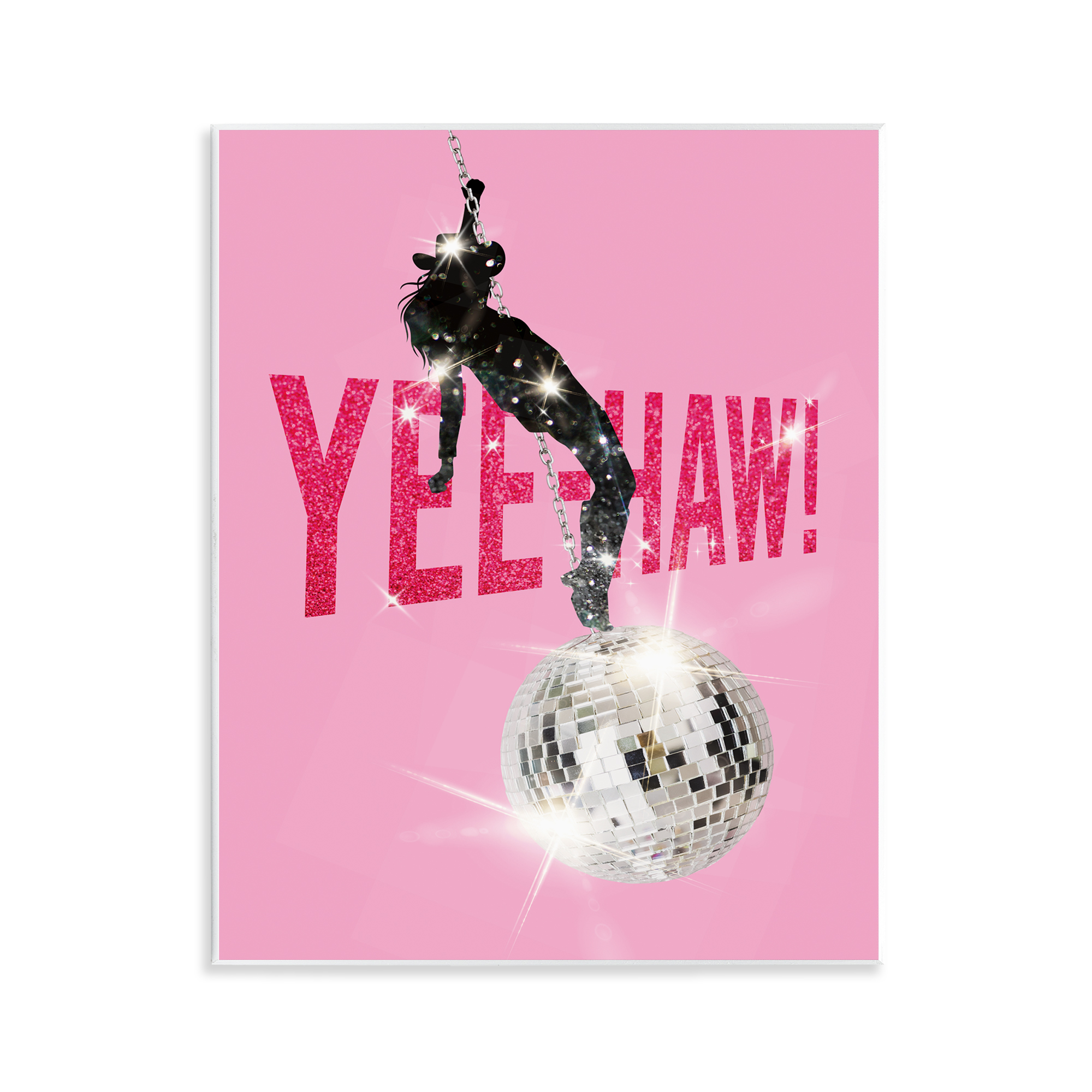 Stupell Industries Yeehaw Disco Cowgirl Text & Numbers Painting Unframed Art Print Wall Art, 11 x 14