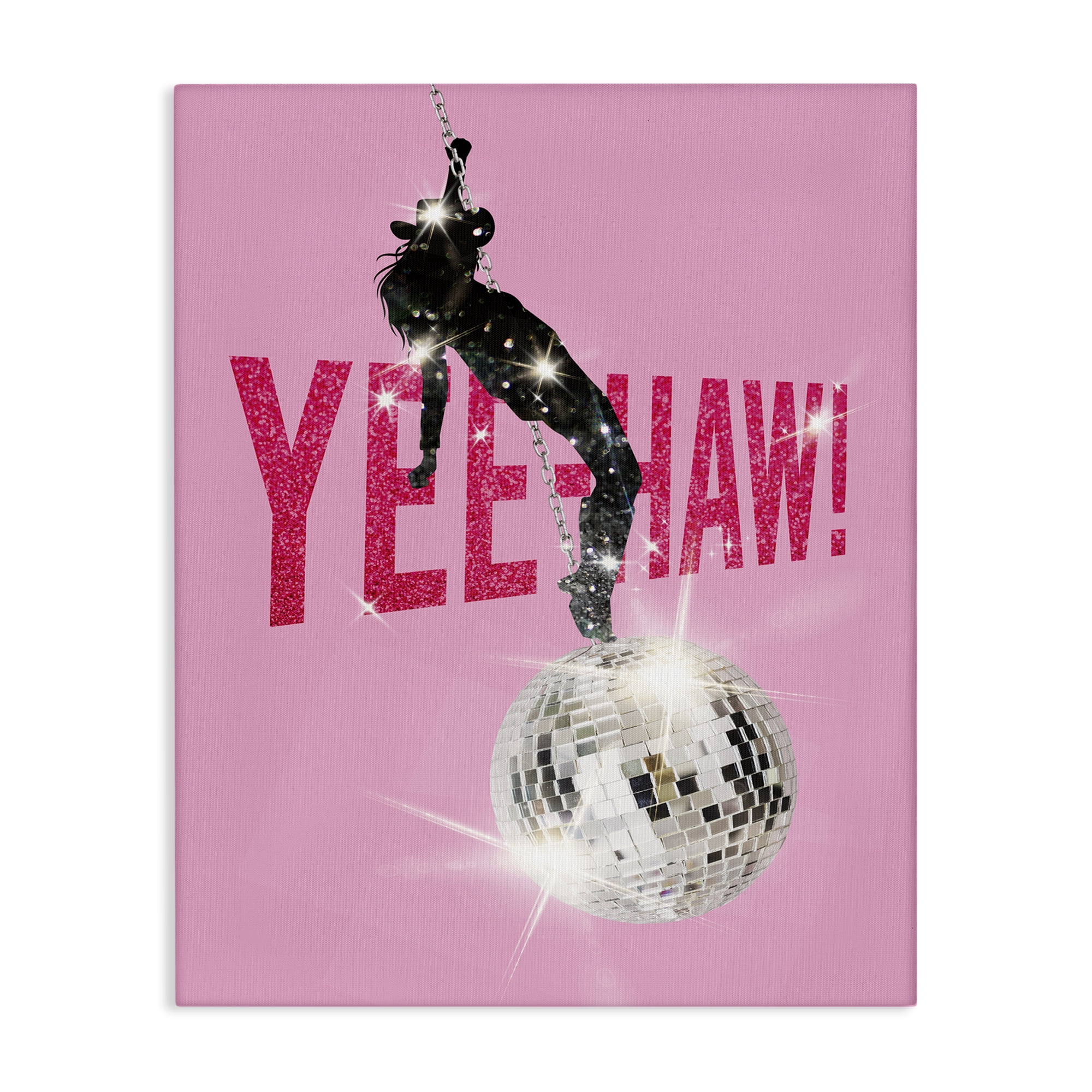 Stupell Industries Yeehaw Disco Cowgirl Text & Numbers Painting Wrapped Canvas Art Print Wall Art, 24 x 30