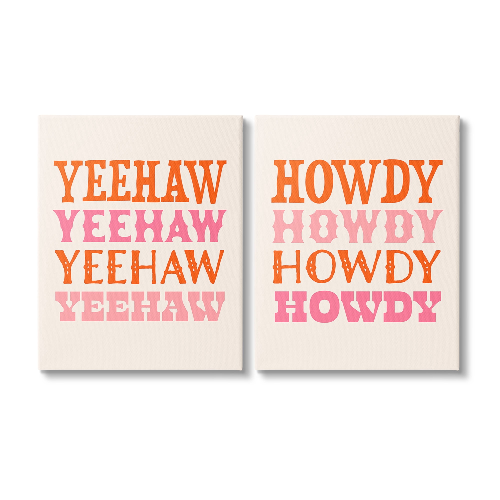 Stupell Industries Yeehaw & Howdy Typography Typography Painting Gallery Wrapped Canvas Art Print Wall Art, 24 x 30, Set of 2