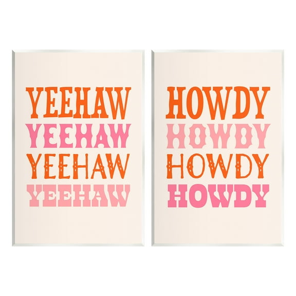 Stupell Industries Yeehaw & Howdy Typography Typography Painting Unframed Art Print Wall Art, 10 x 15, Set of 2