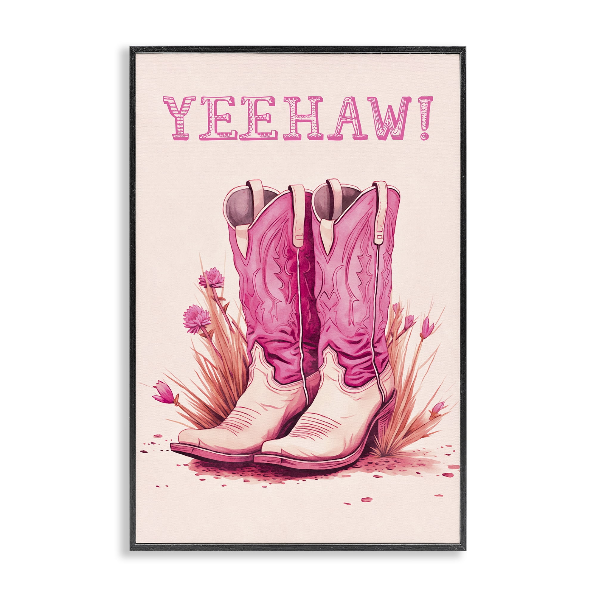 Stupell Industries Yeehaw Pastel Boots Fashion Painting Black Framed Art Print Wall Art, 16 x 24