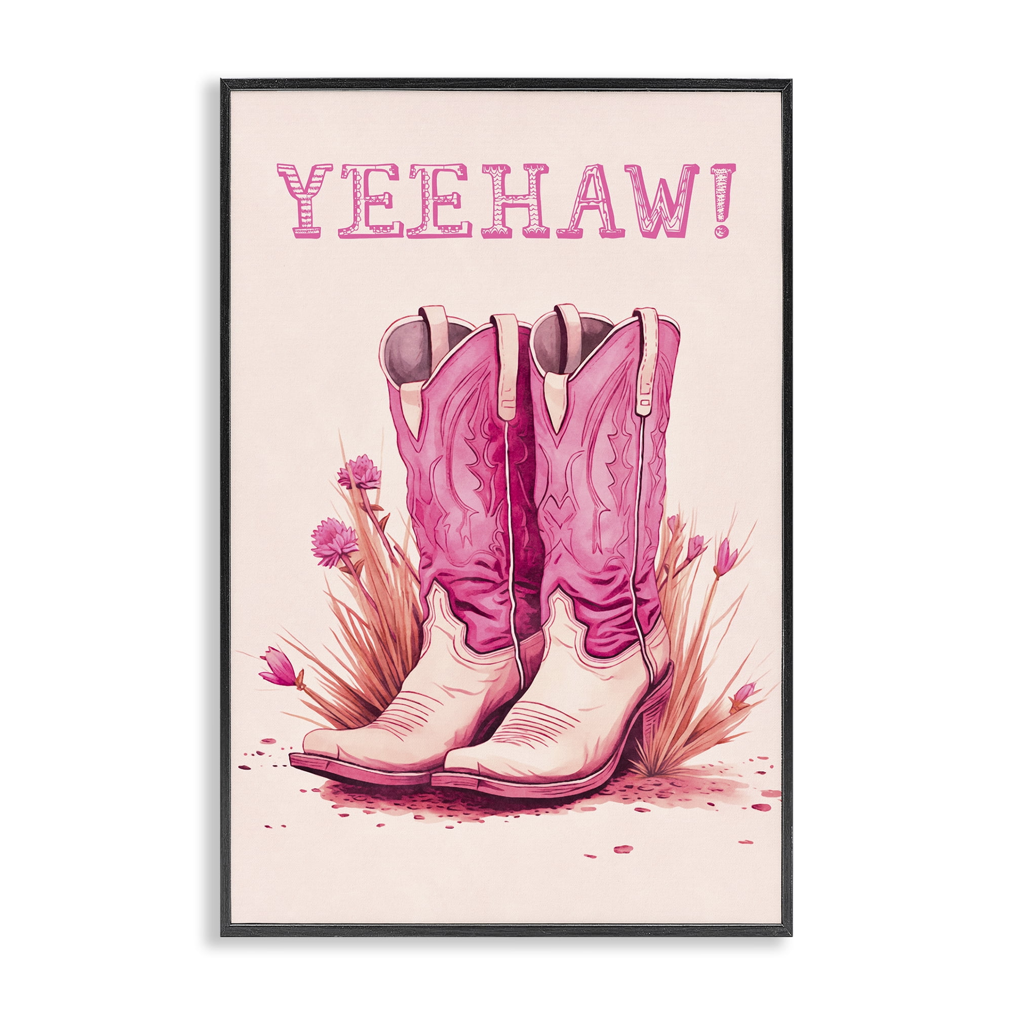 Stupell Industries Yeehaw Pastel Boots Fashion Painting Black Framed Art Print Wall Art, 20 x 30