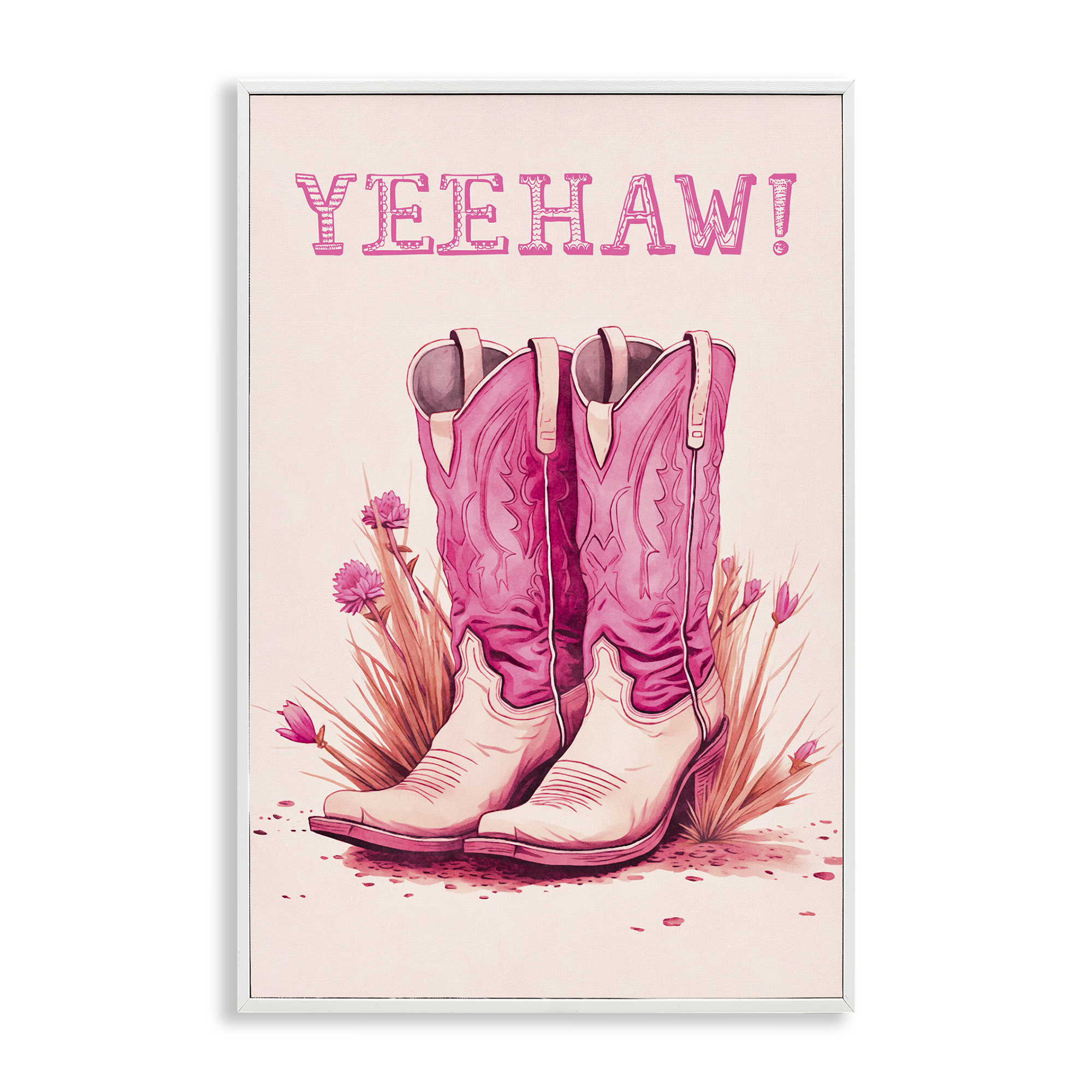 Stupell Industries Yeehaw Pastel Boots Fashion Painting White Framed Art Print Wall Art, 12 x 18