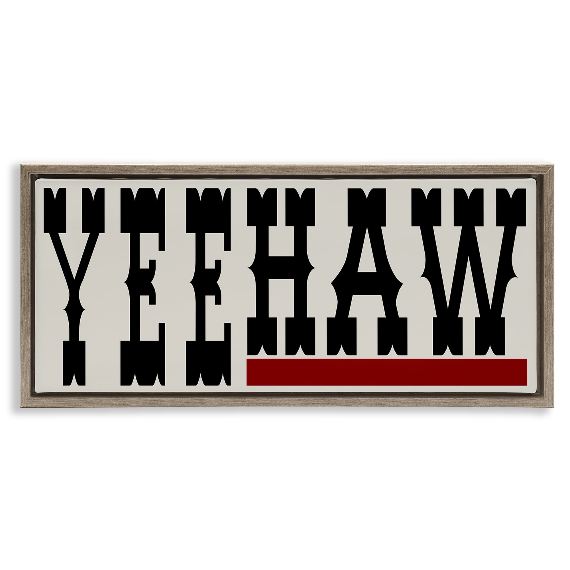 Stupell Industries Yeehaw Western Word Typography Painting Brown Floater Framed Canvas Art Print Wall Art, 25 x 11