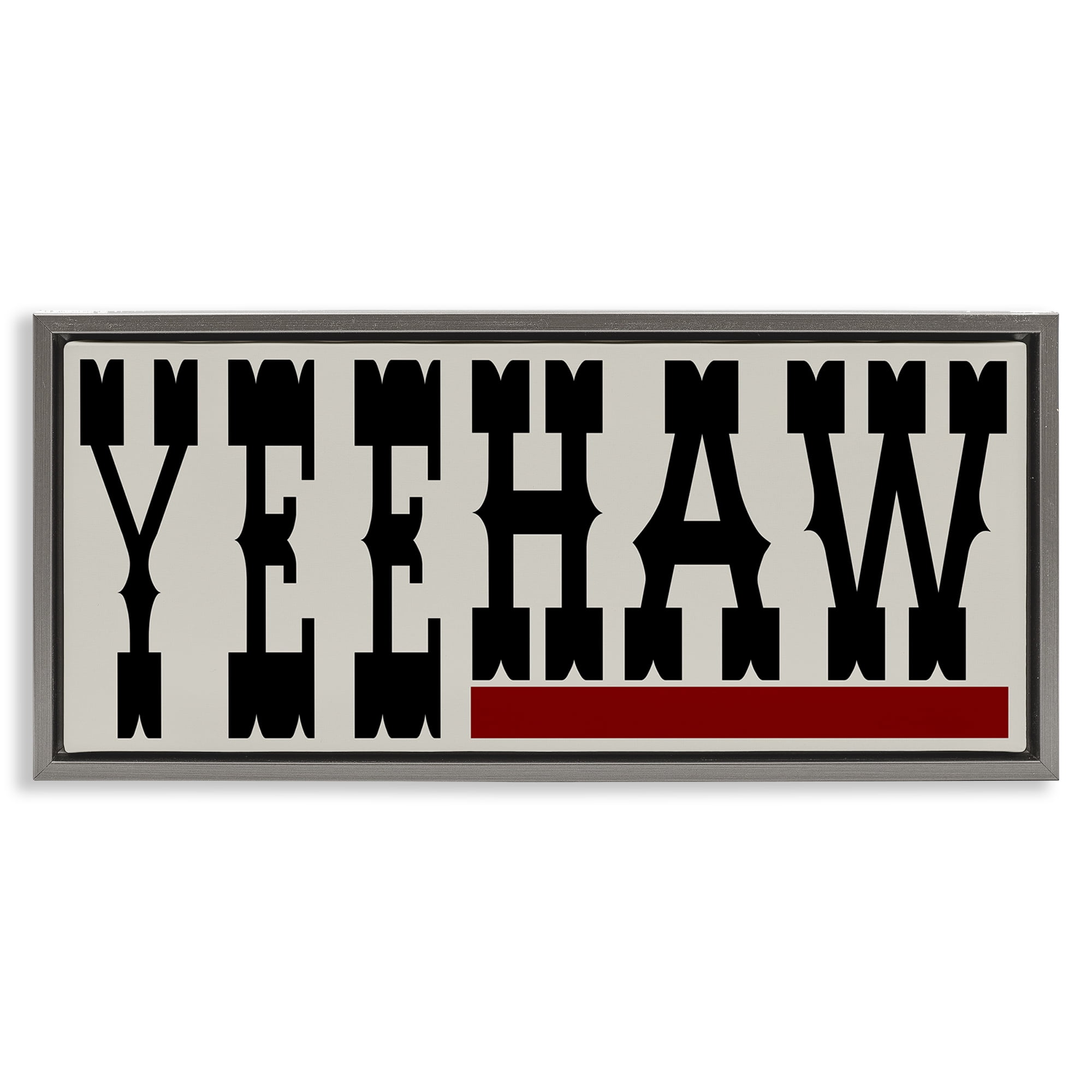 Stupell Industries Yeehaw Western Word Typography Painting Gray Floater Framed Canvas Art Print Wall Art, 25 x 11
