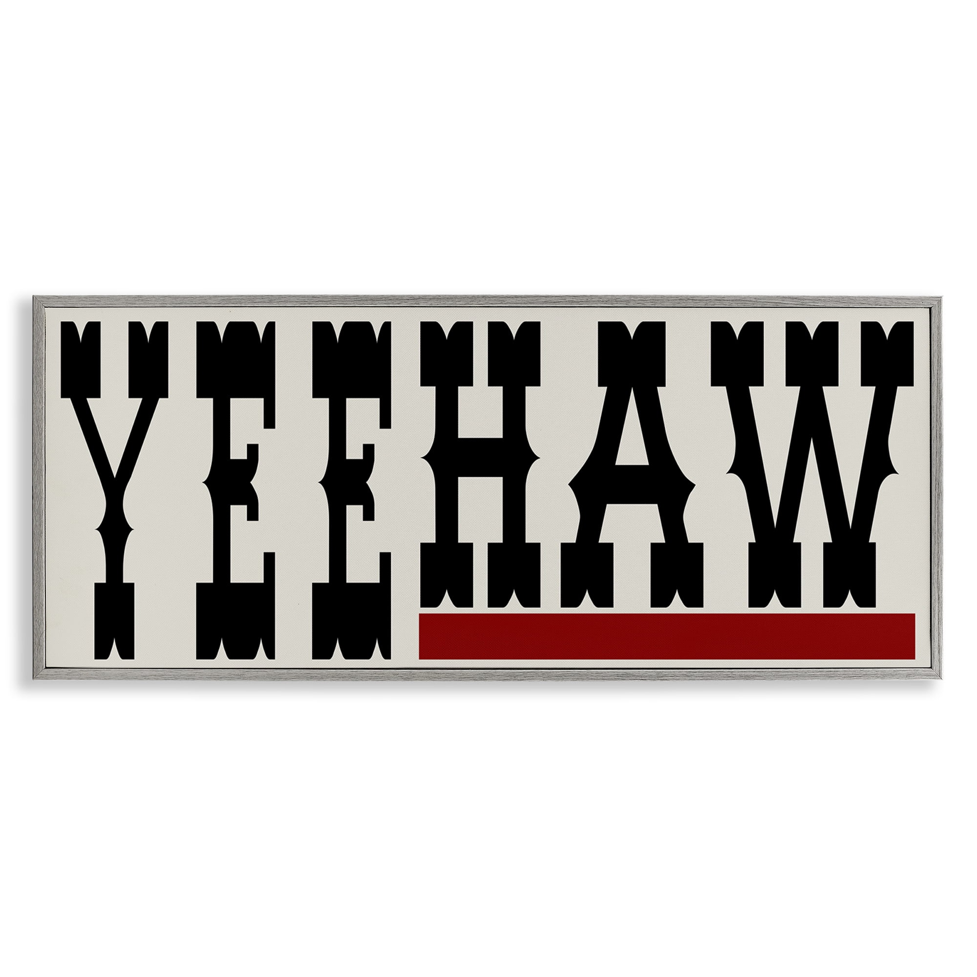 Stupell Industries Yeehaw Western Word Typography Painting Gray Framed Art Print Wall Art, 24 x 10
