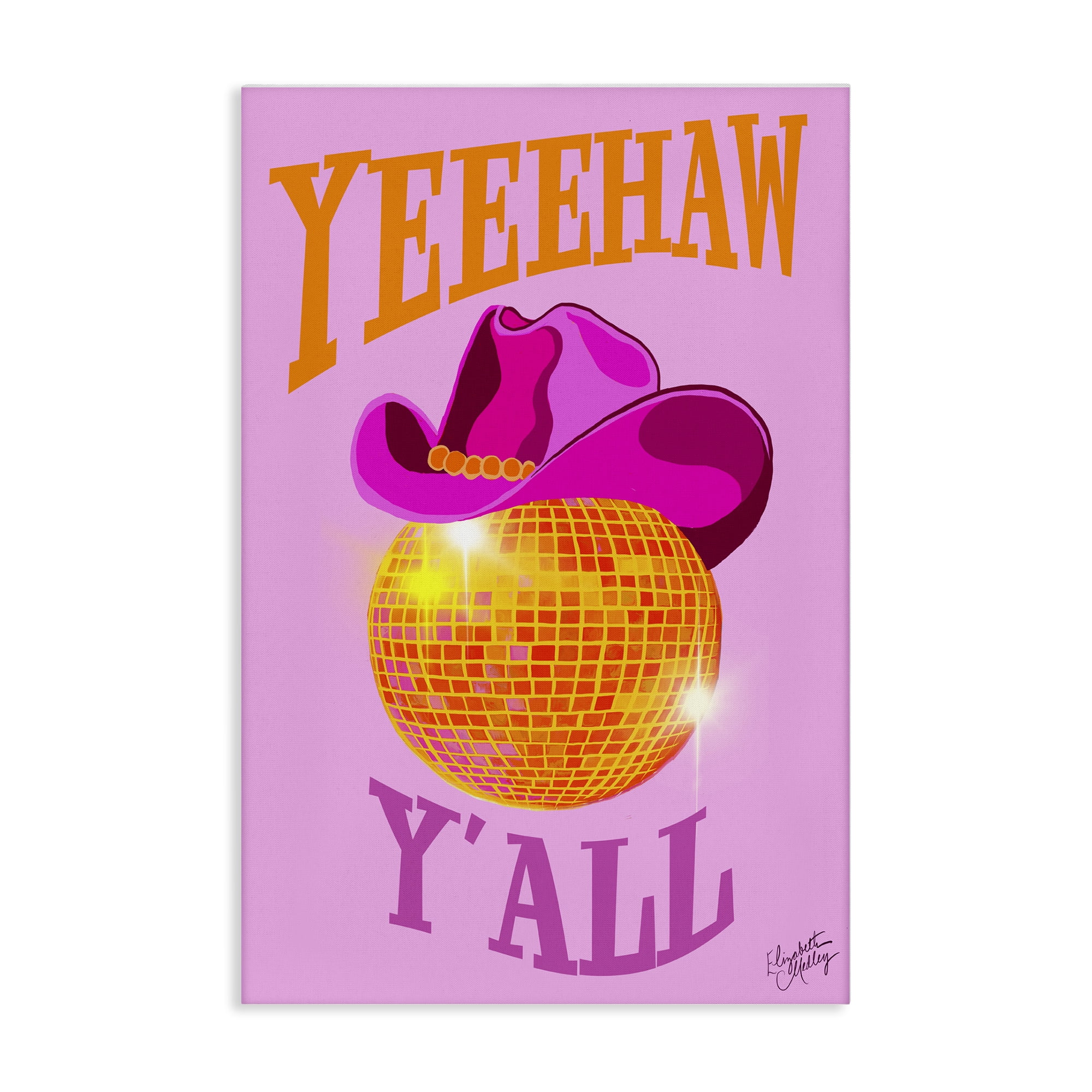 Stupell Industries Yeehaw Y'all Disco Cowboy Entertainment Painting Wrapped Canvas Art Print Wall Art, 20 x 30