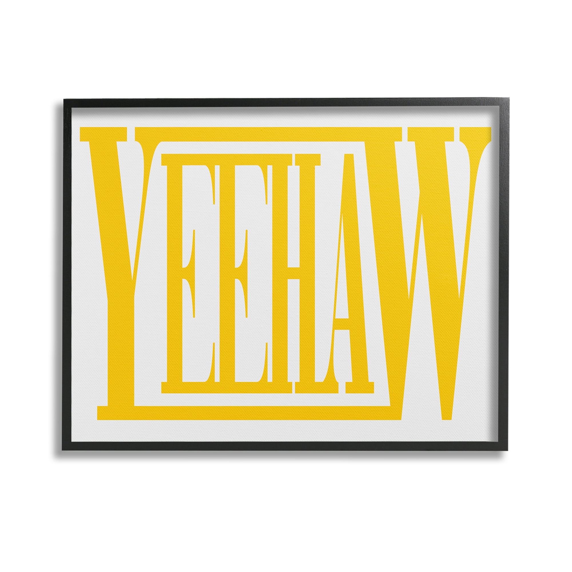 Stupell Industries Yeehaw Yellow Typography Typography Painting Black Framed Art Print Wall Art, 14 x 11