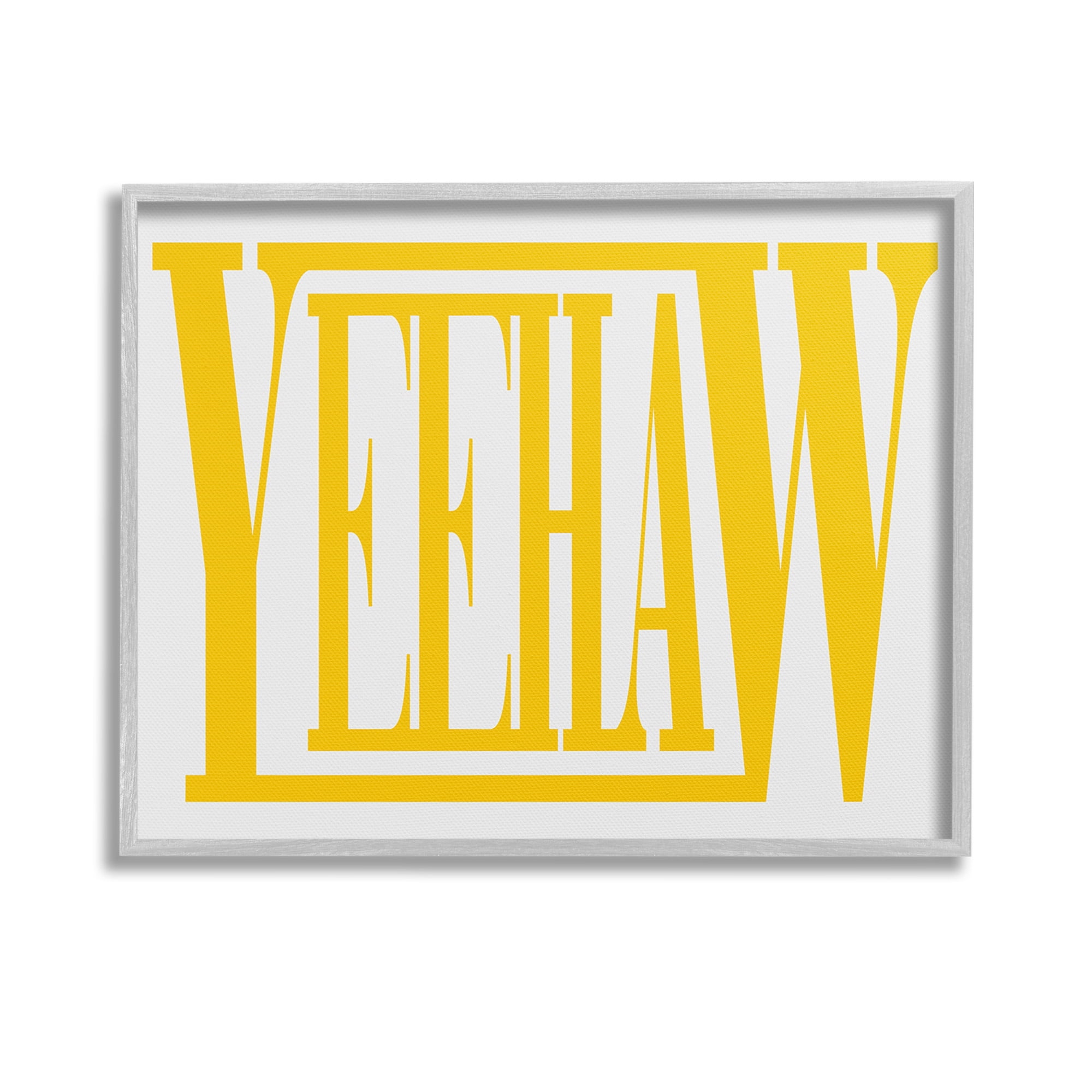 Stupell Industries Yeehaw Yellow Typography Typography Painting Gray Framed Art Print Wall Art, 14 x 11