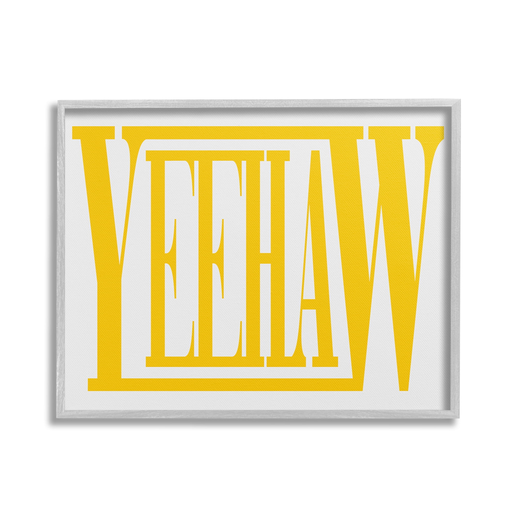 Stupell Industries Yeehaw Yellow Typography Typography Painting Gray Framed Art Print Wall Art, 20 x 16