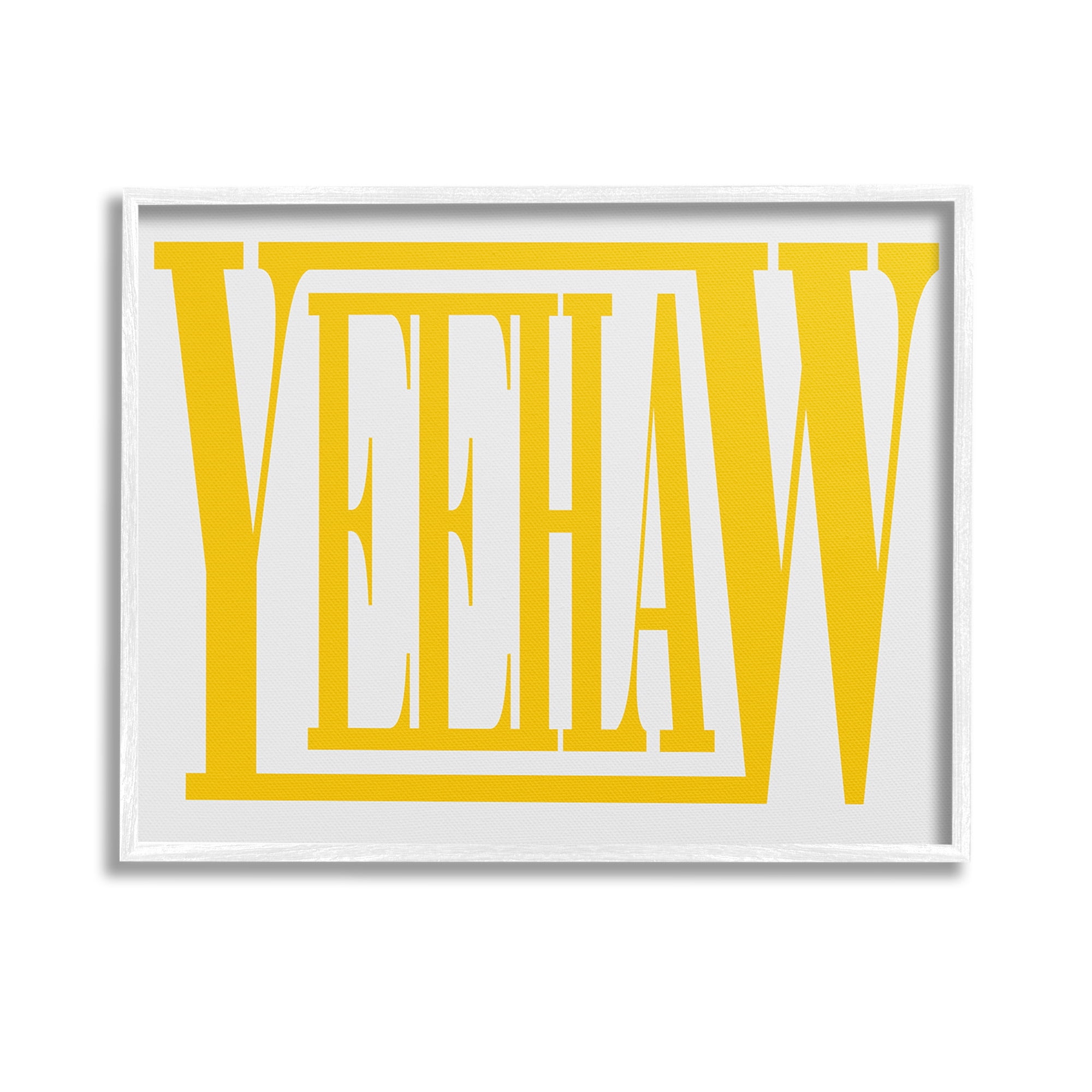 Stupell Industries Yeehaw Yellow Typography Typography Painting White Framed Art Print Wall Art, 14 x 11
