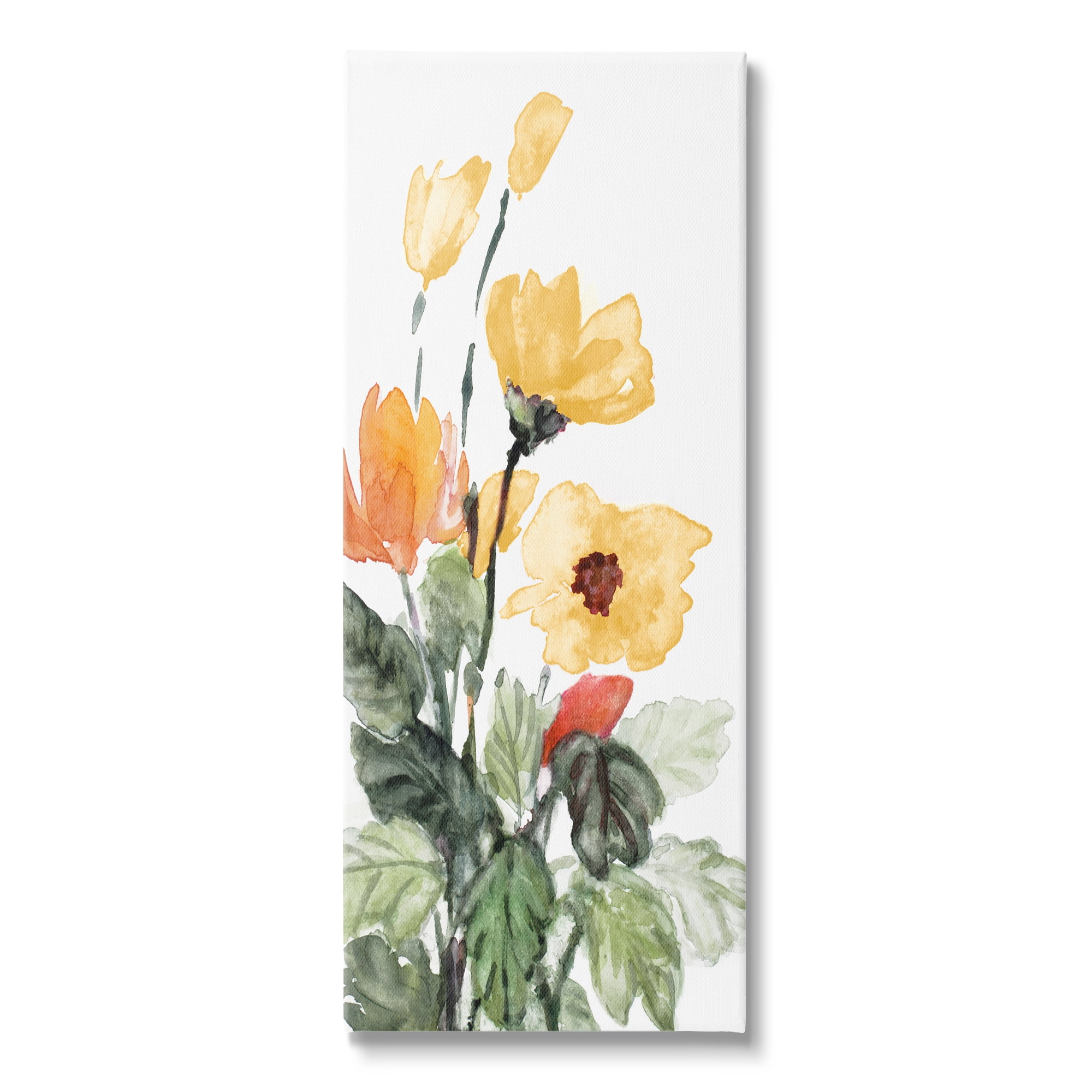 Stupell Industries Yellow Abstract Poppies Botanical & Floral Painting Gallery Wrapped Canvas Print Wall Art, 17 x 40
