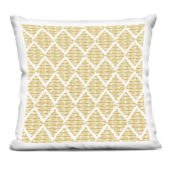 Stupell Ind - Yellow Abstract Zigzag Diamond Pattern Indoor Pillow 18x18 by Linda Birtel