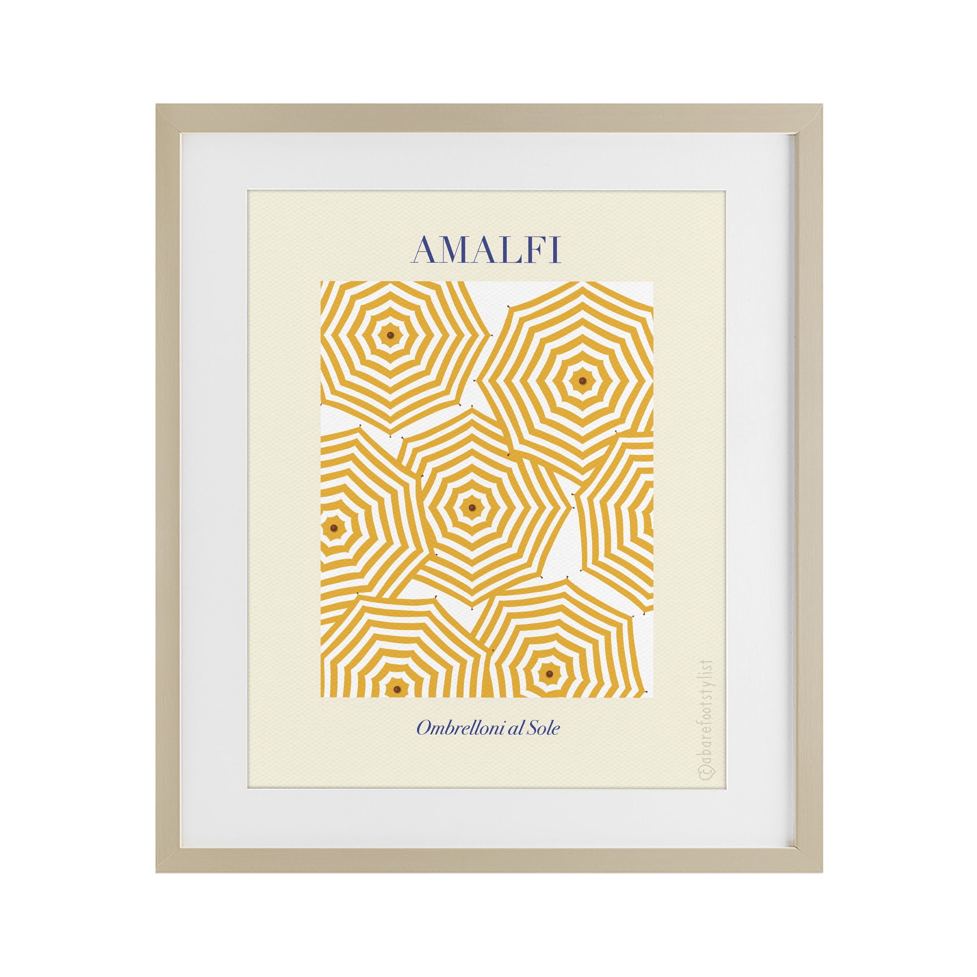 Stupell Industries Yellow Amalfi Umbrellas Birch Framed Print Under Glass, design by A Barefoot Stylist