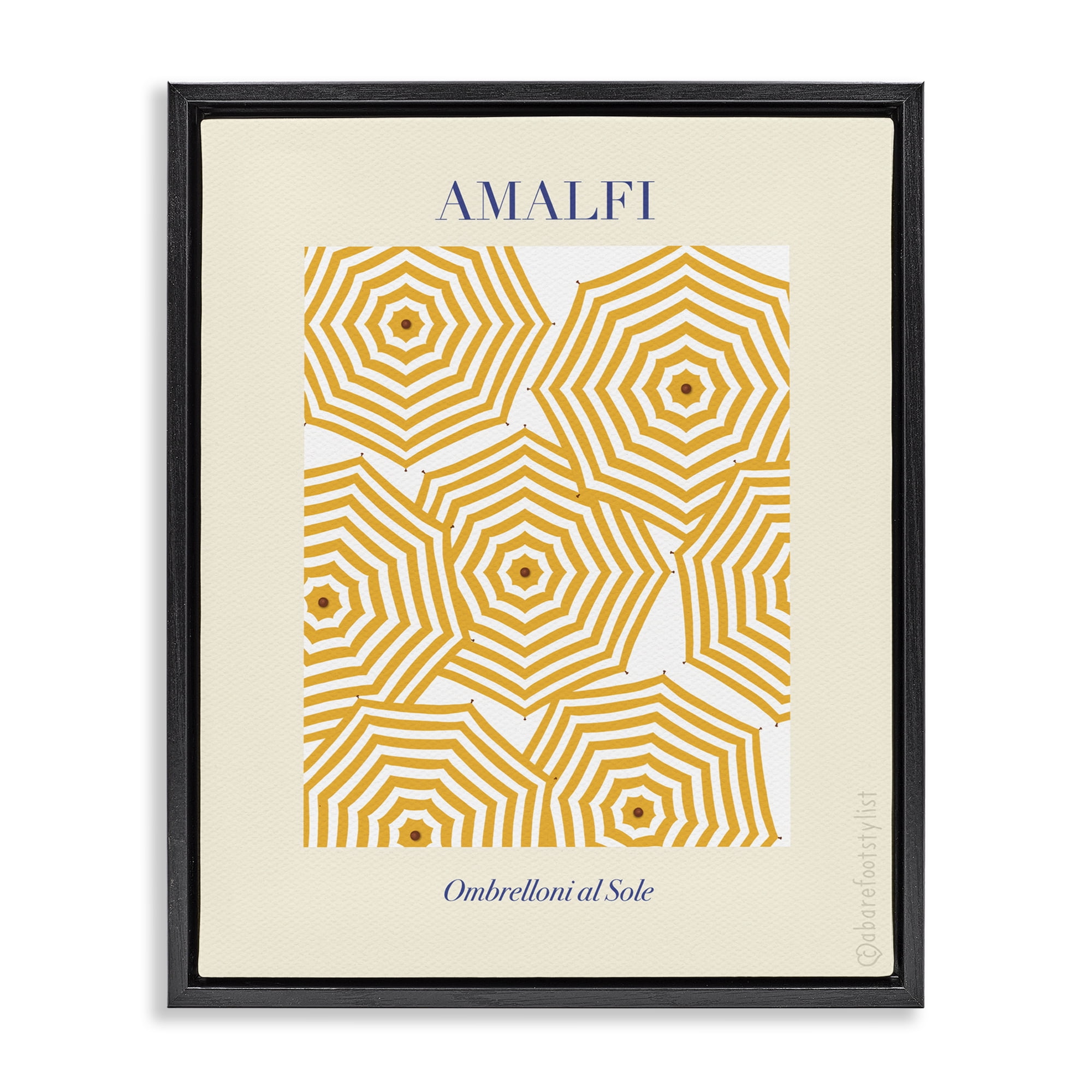 Stupell Industries Yellow Amalfi Umbrellas Black Framed Floater Canvas Wall Art, design by A Barefoot Stylist