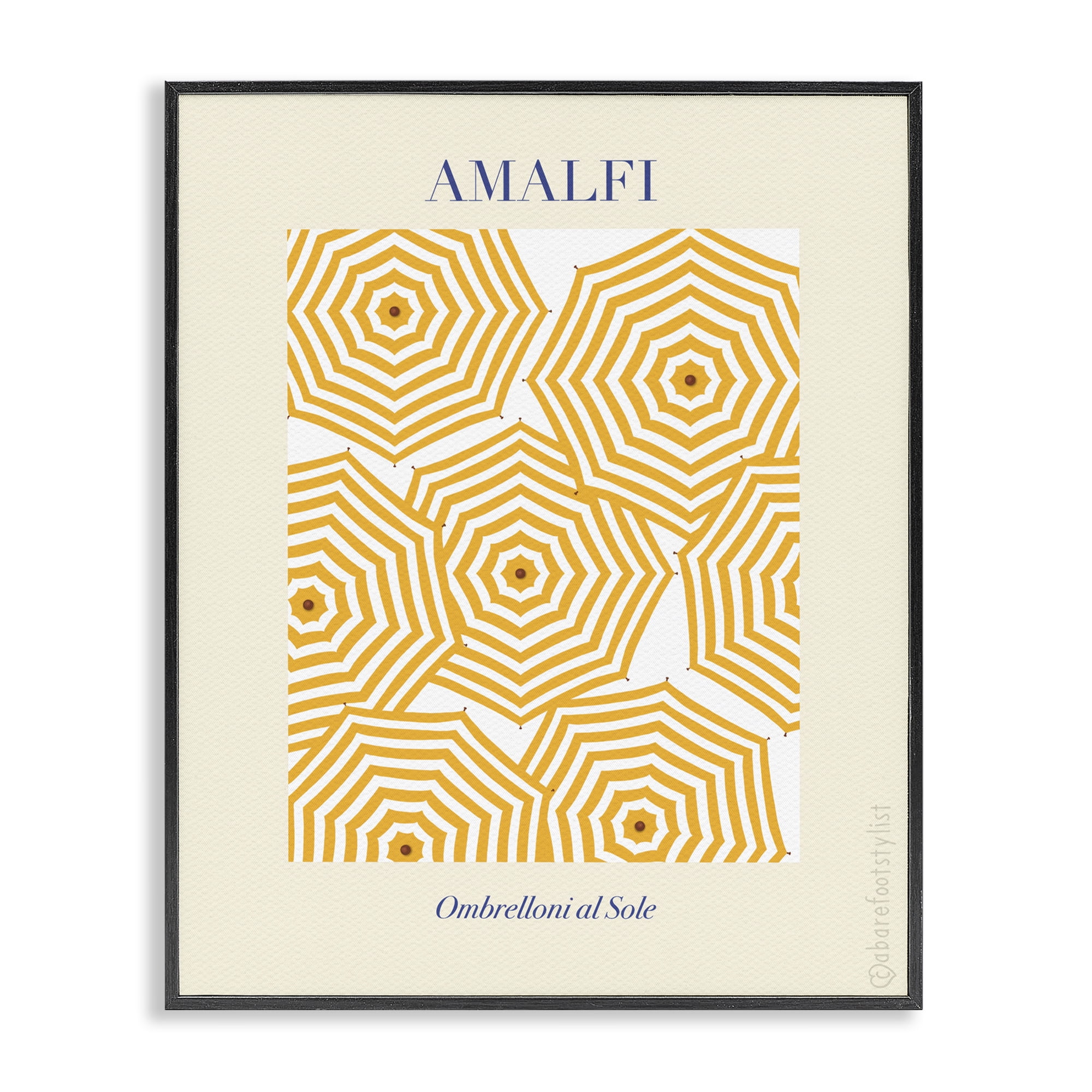 Stupell Industries Yellow Amalfi Umbrellas Black Framed Giclee Art, design by A Barefoot Stylist