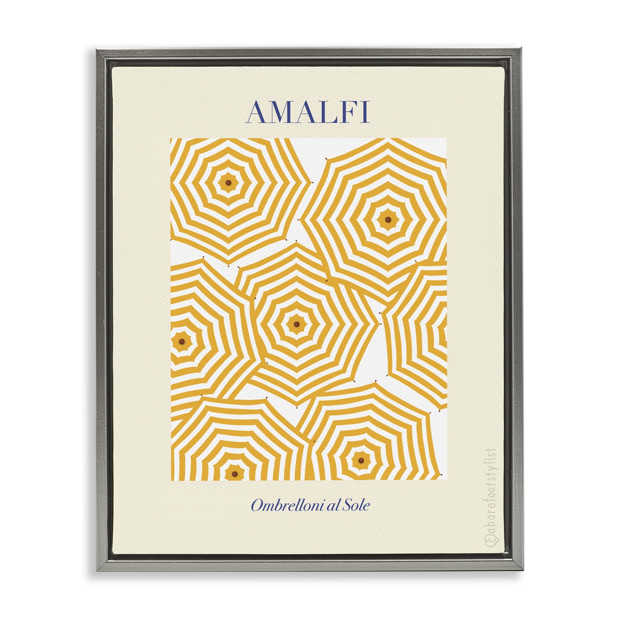 Stupell Industries Yellow Amalfi Umbrellas Gray Framed Floater Canvas Wall Art, design by A Barefoot Stylist