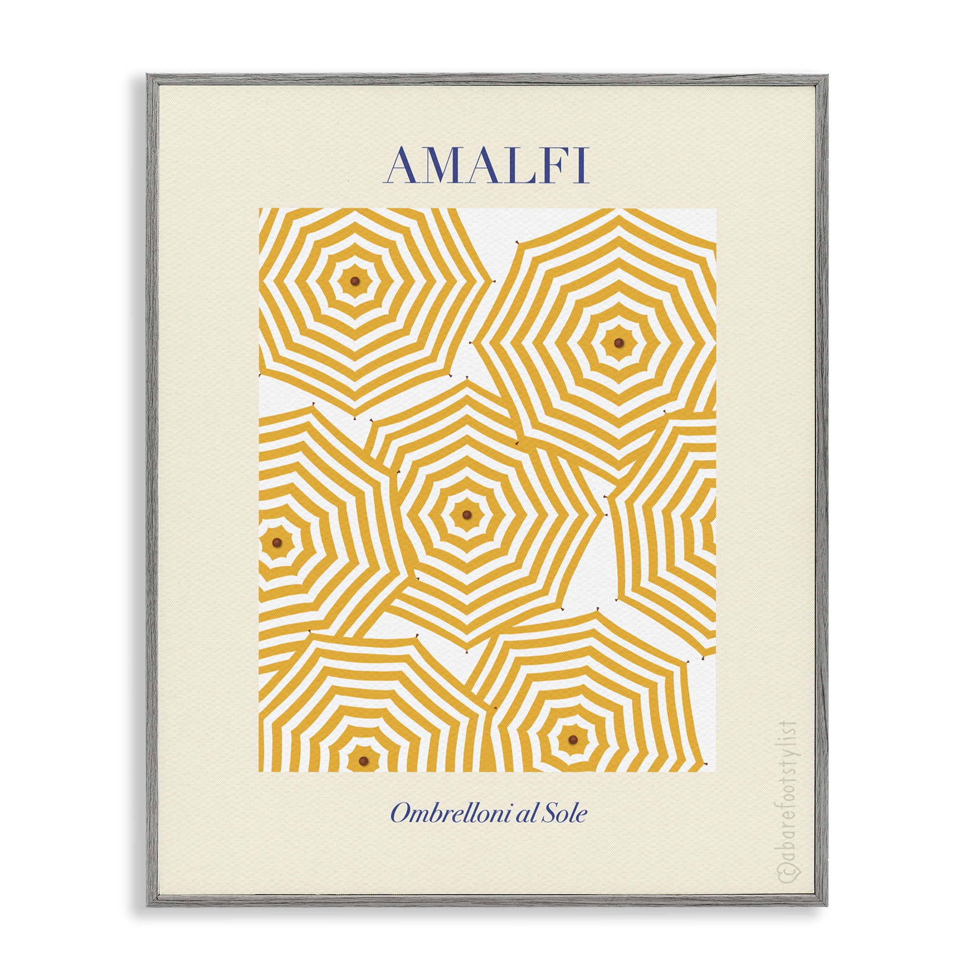 Stupell Industries Yellow Amalfi Umbrellas Gray Framed Giclee Art, design by A Barefoot Stylist