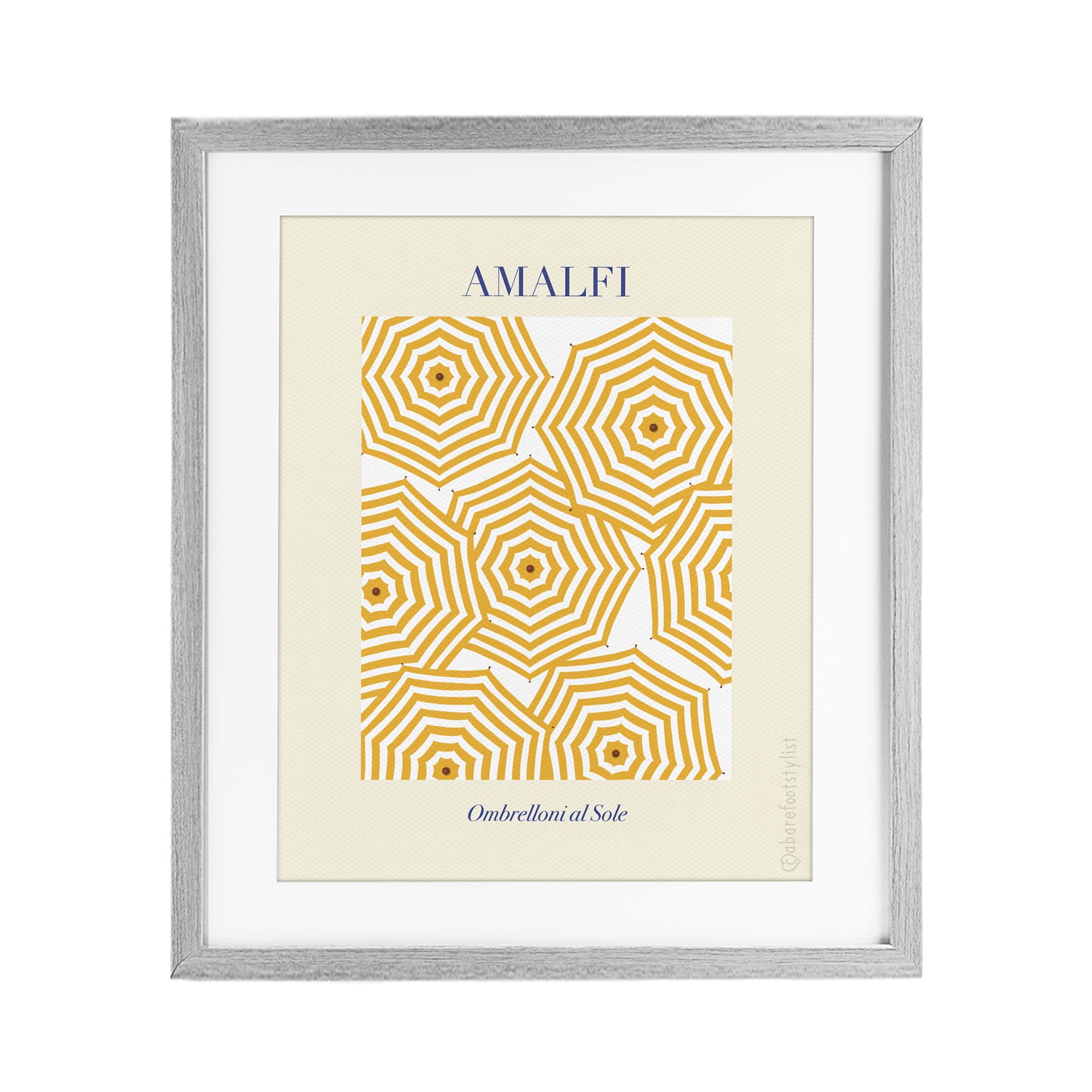 Stupell Industries Yellow Amalfi Umbrellas Gray Framed Print Under Glass, design by A Barefoot Stylist