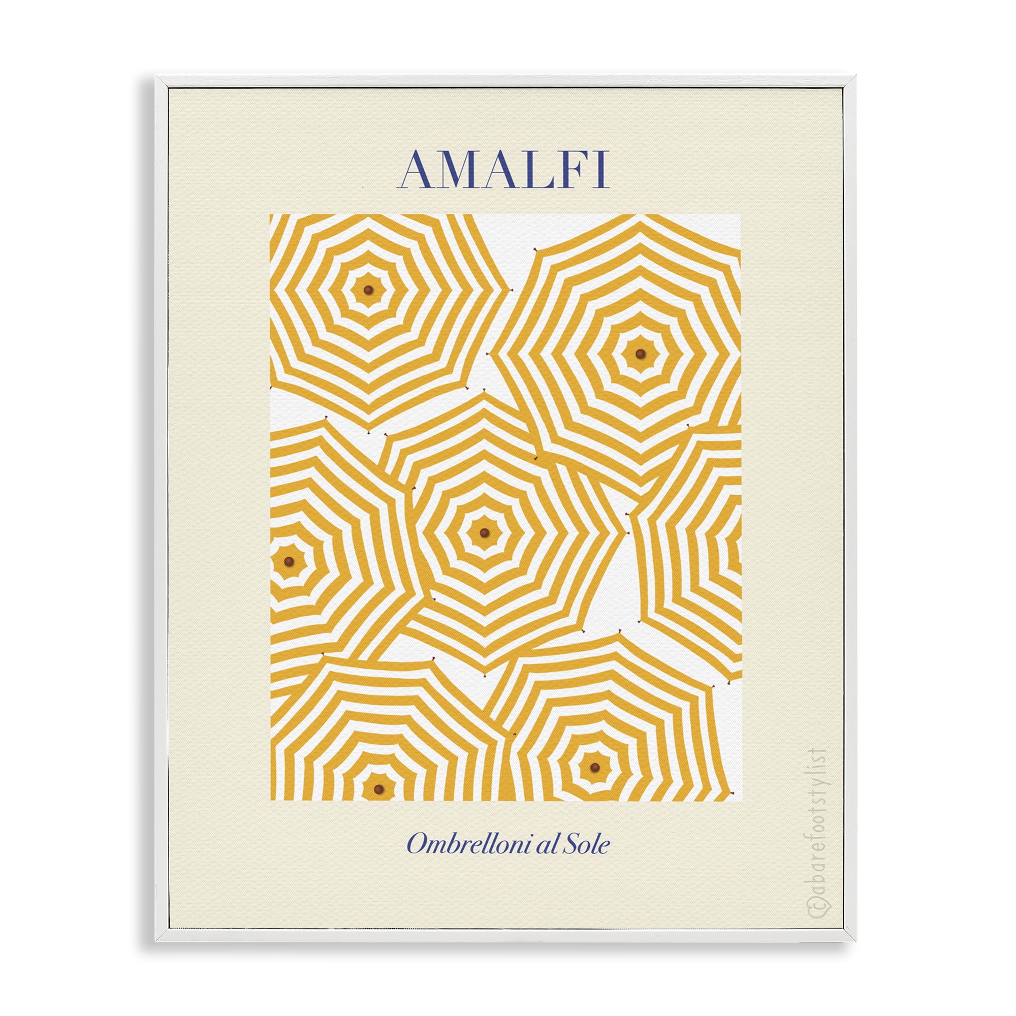 Stupell Industries Yellow Amalfi Umbrellas White Framed Giclee Art, design by A Barefoot Stylist