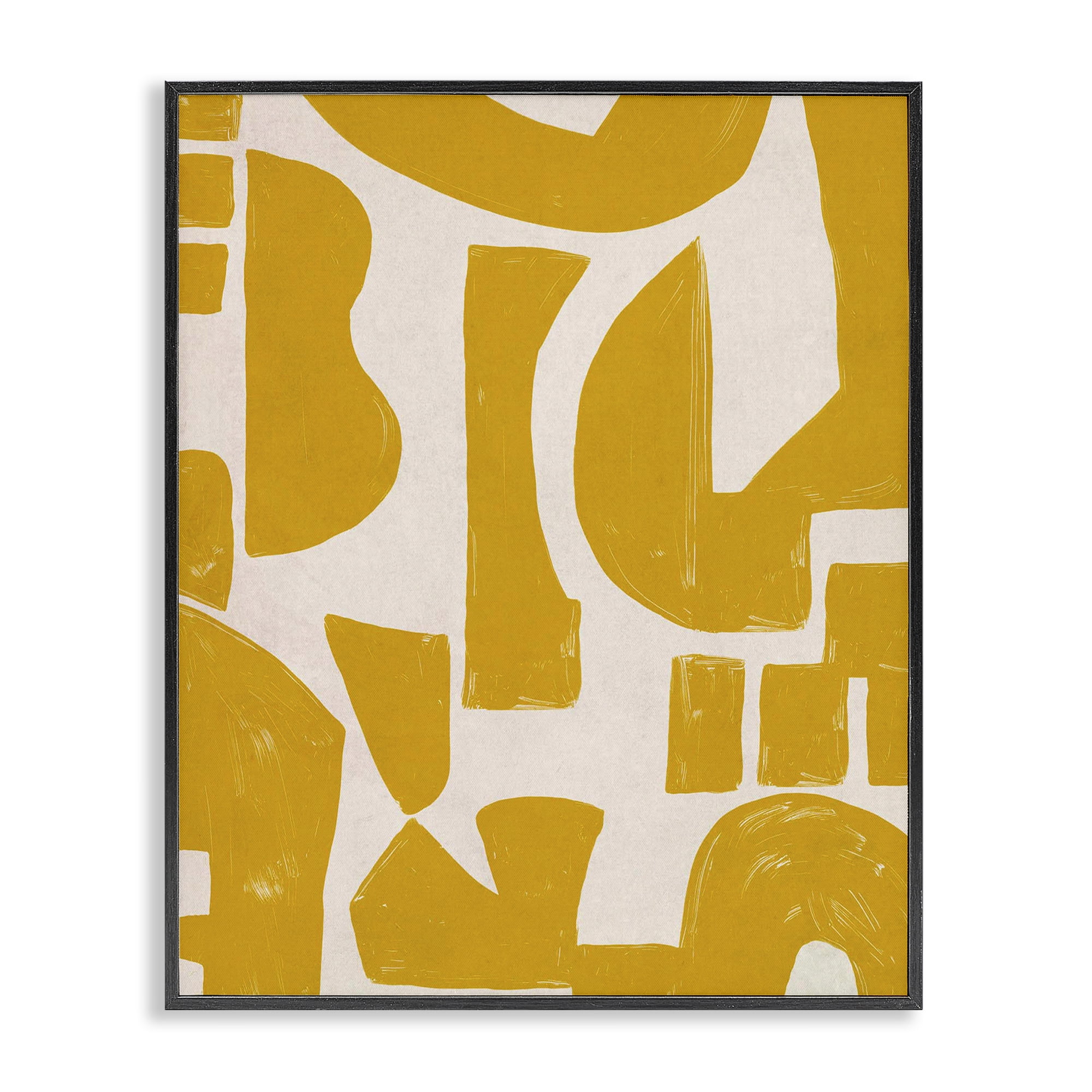 Stupell Industries Yellow Asymmetrical Shapes Abstract Painting Black Framed Art Print Wall Art, 16 x 20
