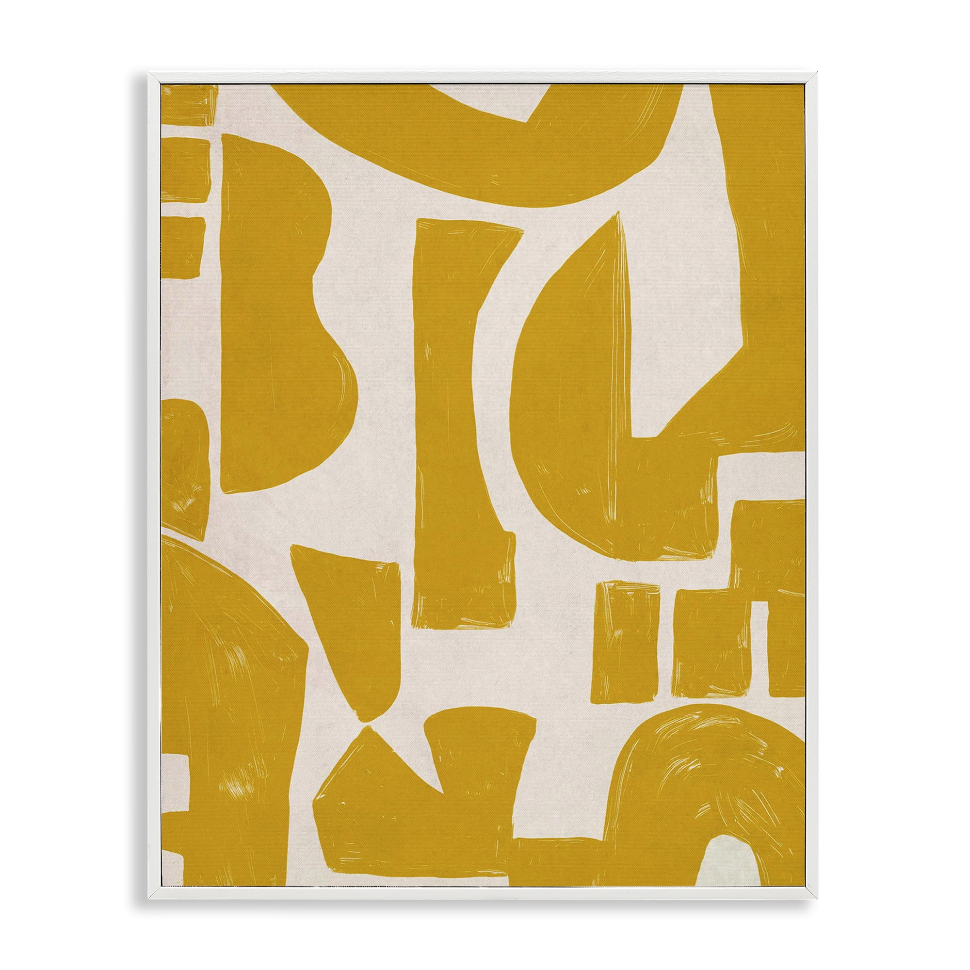 Stupell Industries Yellow Asymmetrical Shapes Abstract Painting White Framed Art Print Wall Art, 24 x 30